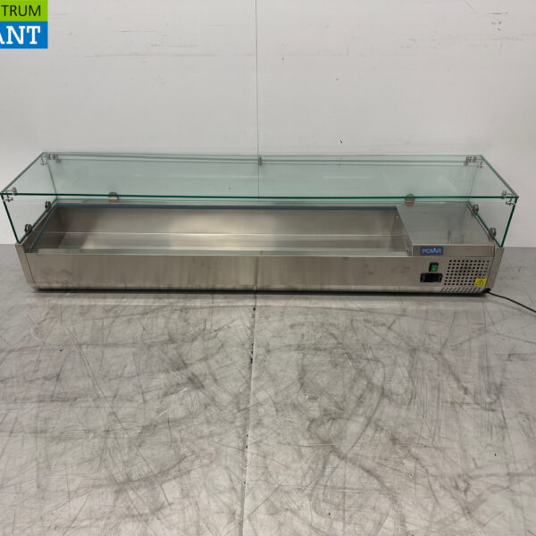 Polar RVS Opzetvitrine Opzet koelvitrine saladière 8 x 1/3 GN 180 cm Horeca