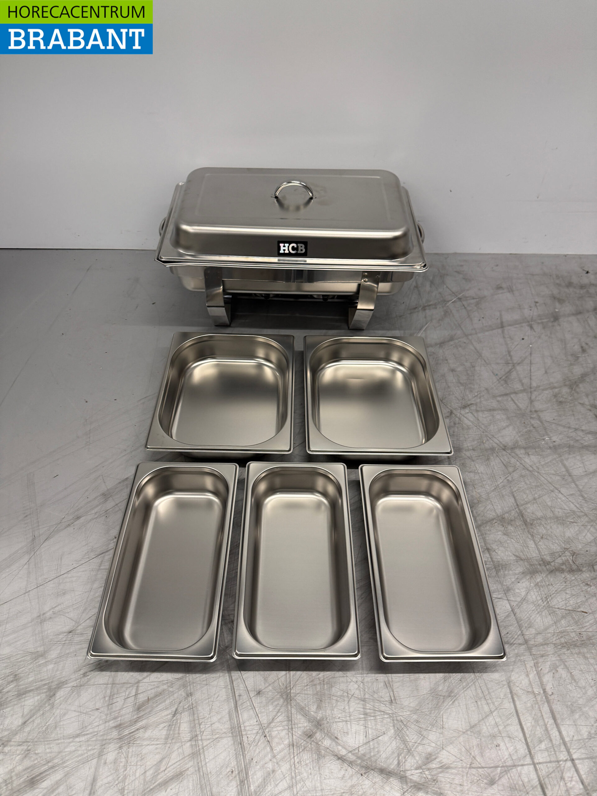 RVS HCB Chafing dish set 1 x 1/1, 2 x 1/2 en 3 x 1/3 GN Horeca