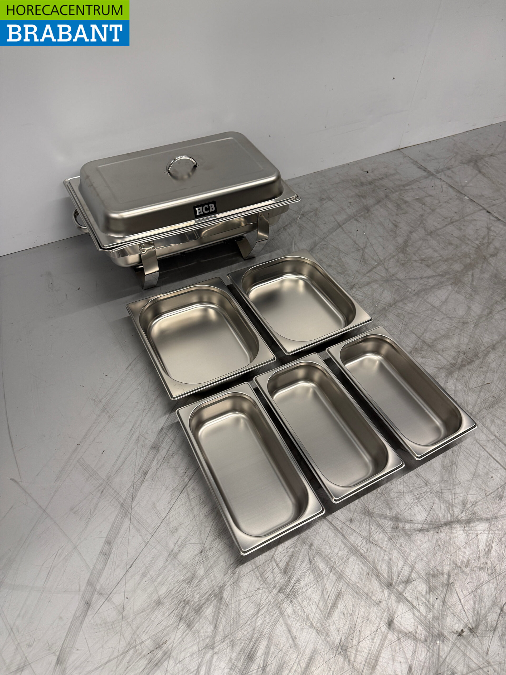 RVS HCB Chafing dish set 1 x 1/1, 2 x 1/2 en 3 x 1/3 GN Horeca - Afbeelding 2