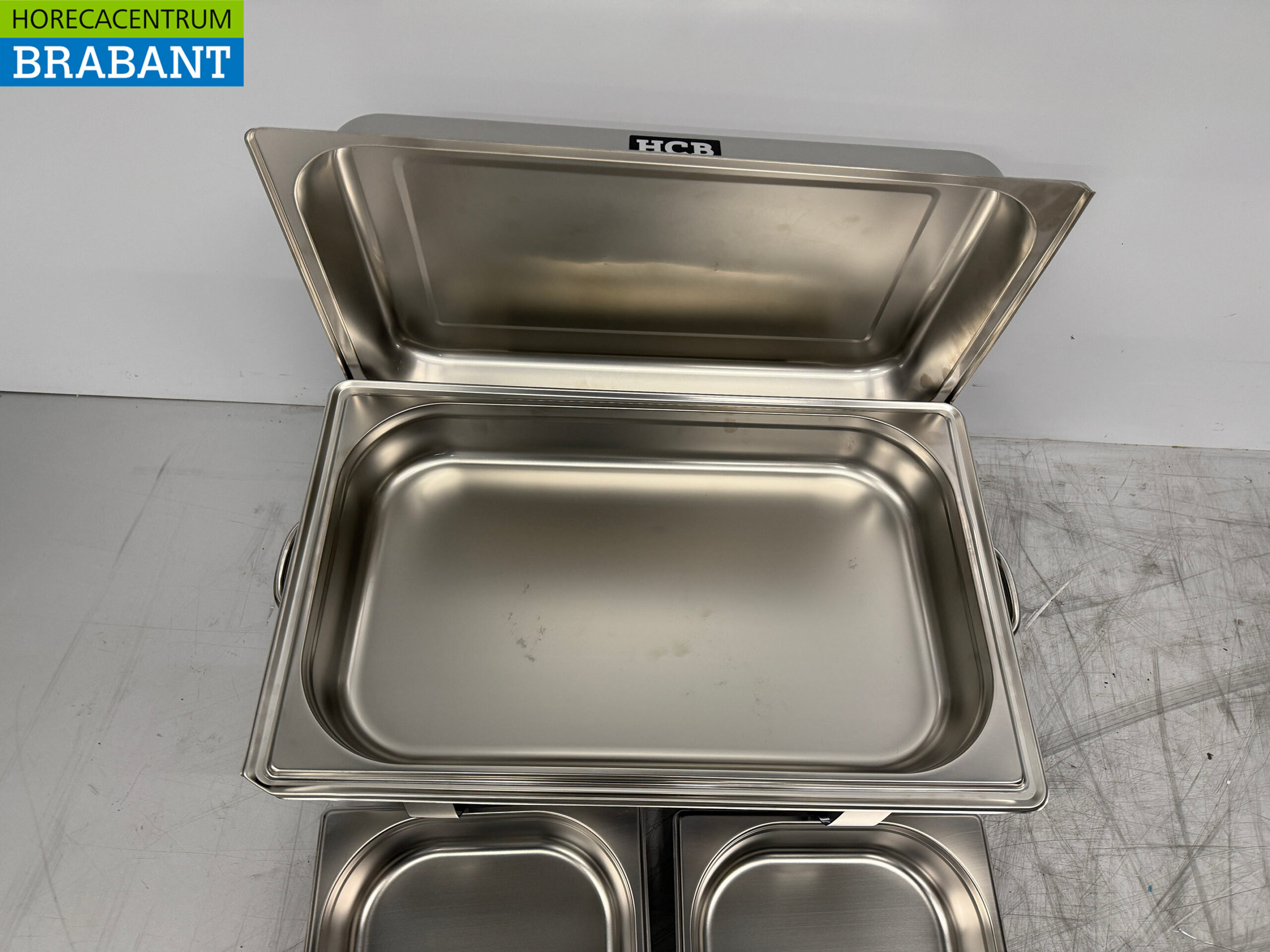 RVS HCB Chafing dish set 1 x 1/1, 2 x 1/2 en 3 x 1/3 GN Horeca - Afbeelding 5
