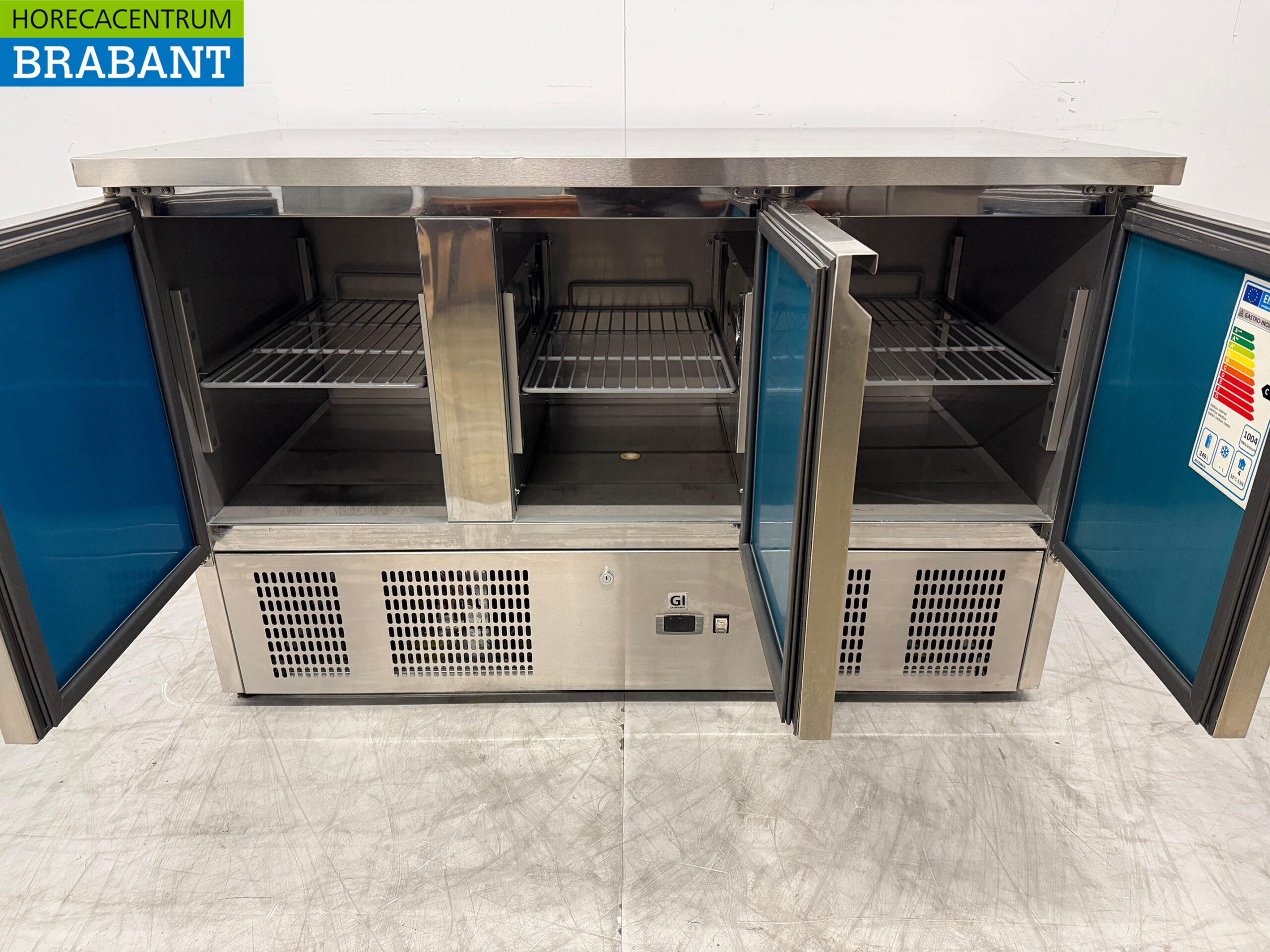 RVS Gastro-Inox Koelwerkbank 3 Deuren 136,5 cm 230V Horeca - Afbeelding 4