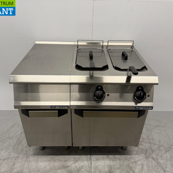 RVS Metos Dubbele Friteuse 10 liter 400V 120 cm Horeca
