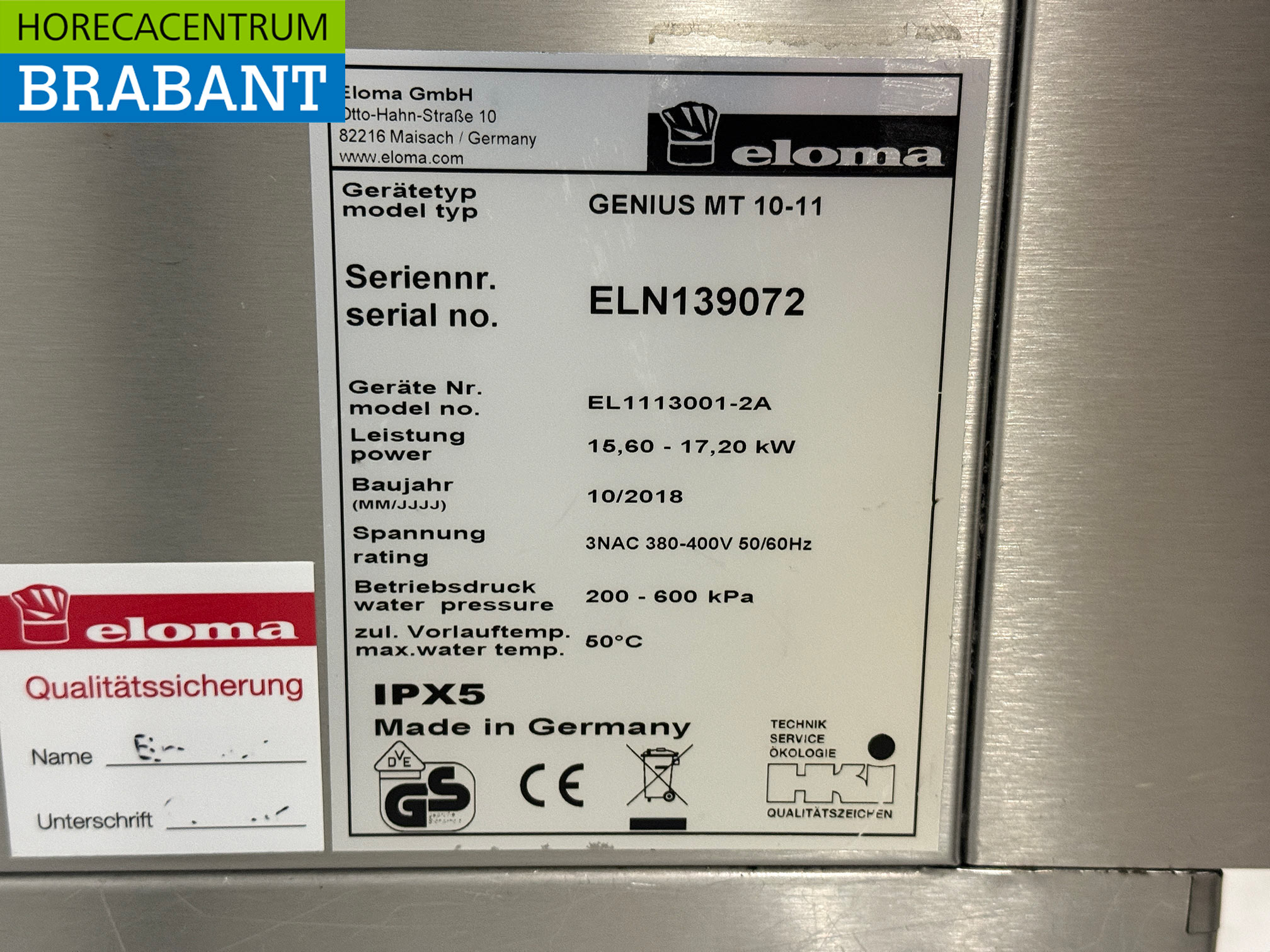 RVS Eloma Combisteamer 11 x 1/1 GN 400V Horeca - Afbeelding 10