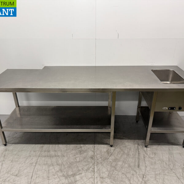 RVS Werktafel met ingebouwde Bain Marie 250 cm 230V Horeca