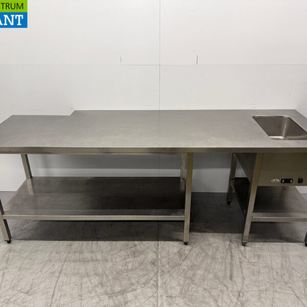 RVS Werktafel met ingebouwde Bain Marie 250 cm 230V Horeca