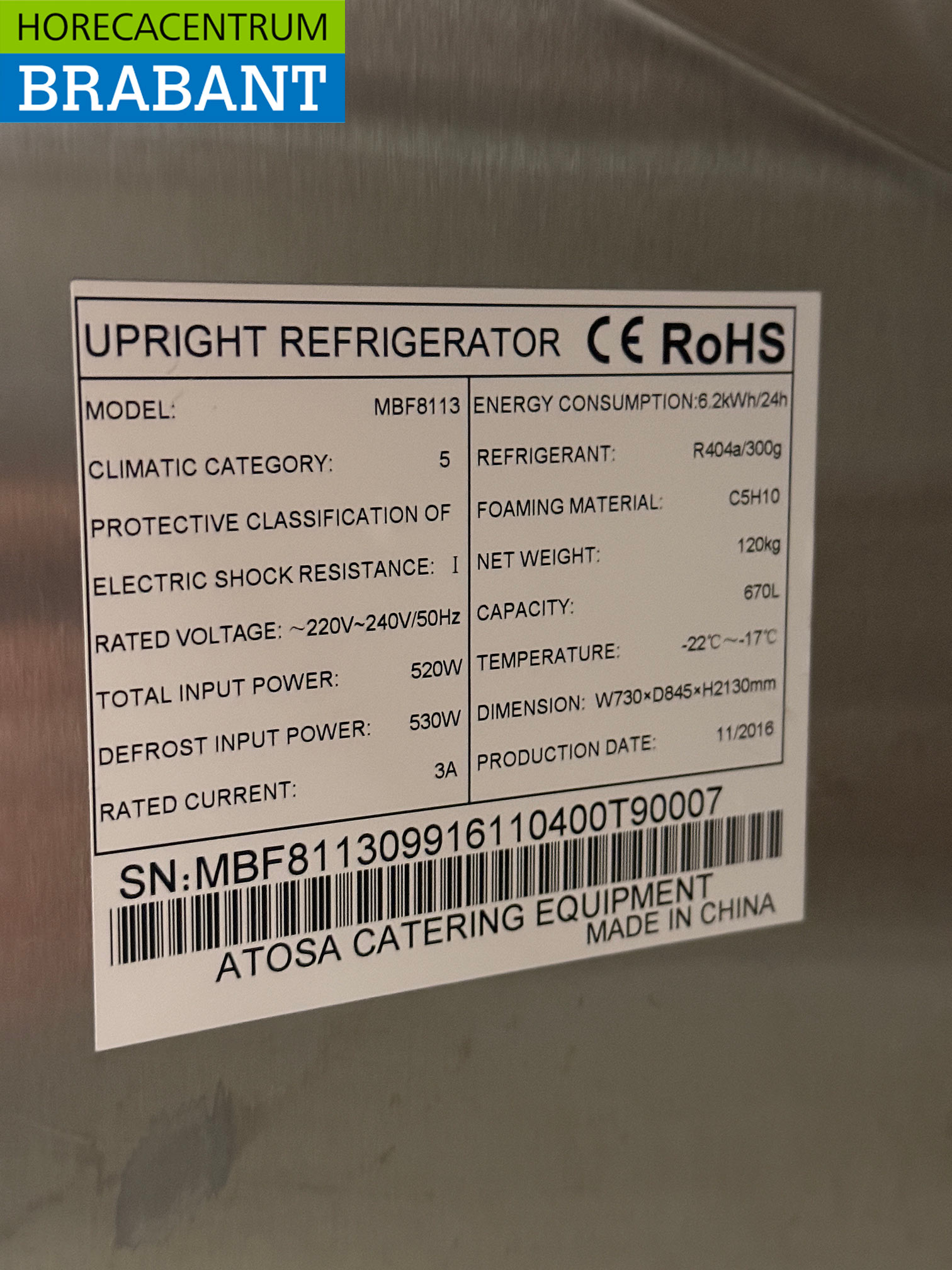 RVS Atosa Verrijdbare Vriezer 670 liter 230V Horeca - Afbeelding 5