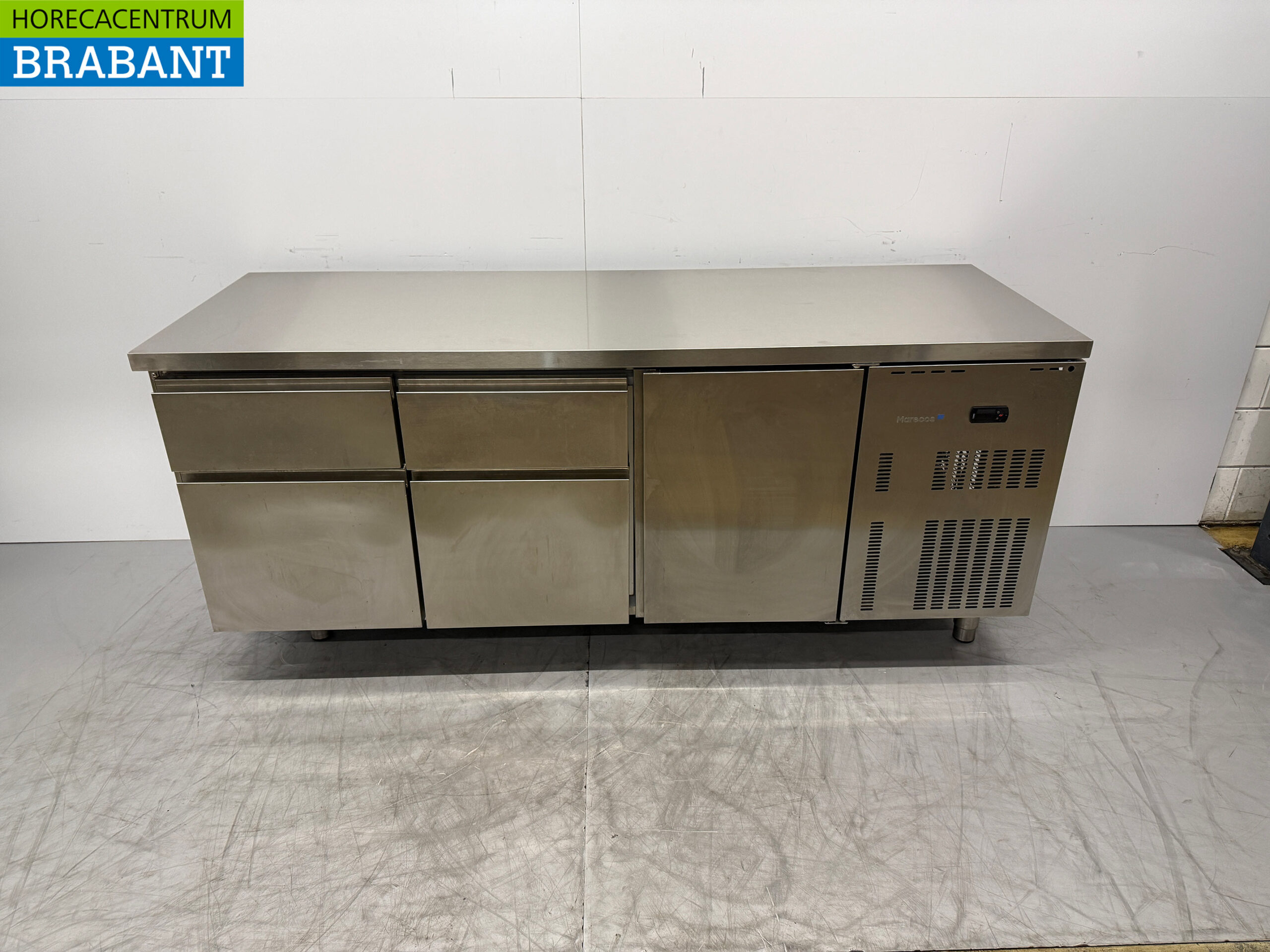 RVS Marecos Koelwerkbank 4 Laden en 1 Deur 200 cm 230V Horeca
