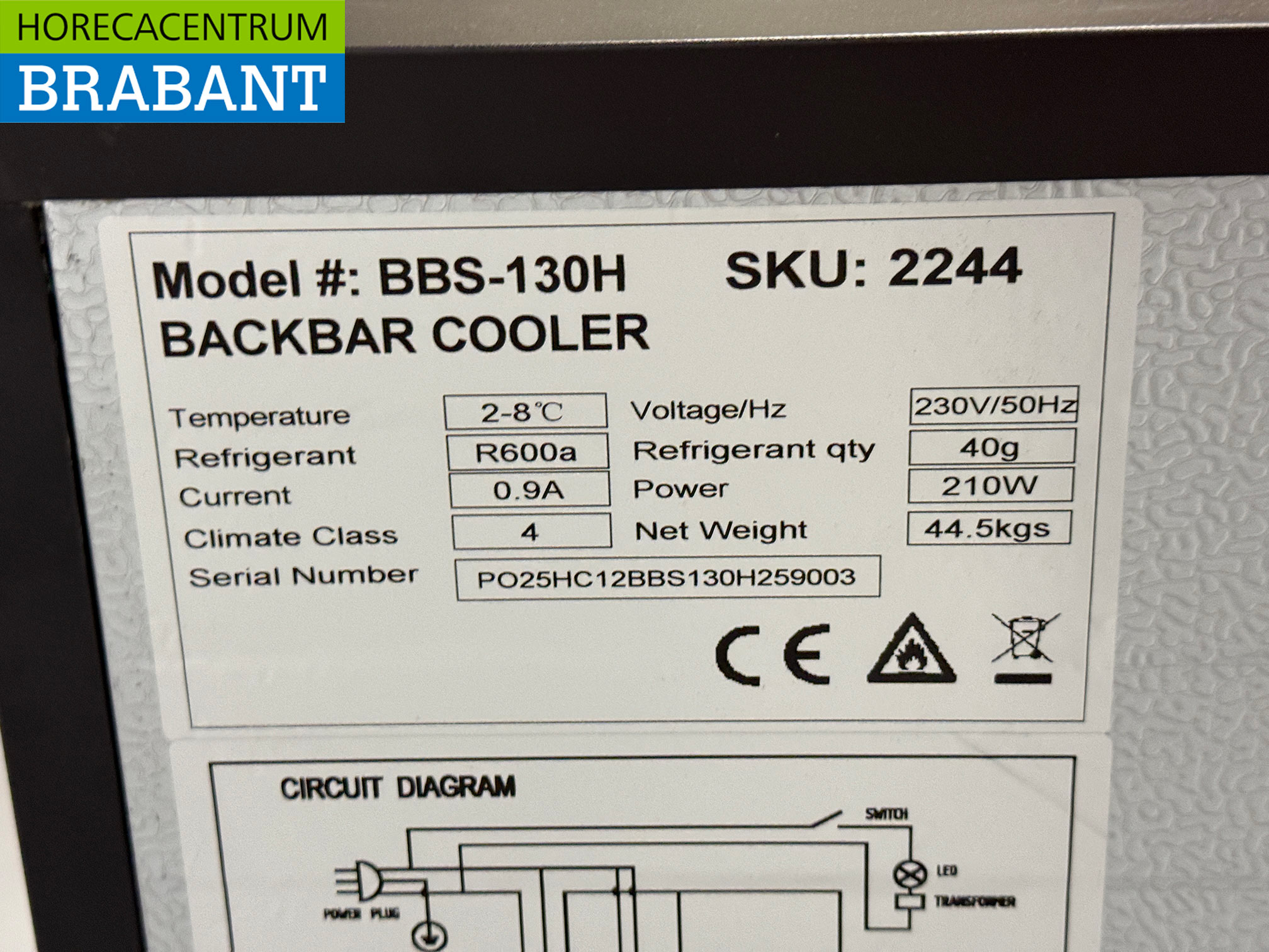 HCB Backbar Barkoeling Barkoeler 138 liter 60 cm 230V Horeca - Afbeelding 5