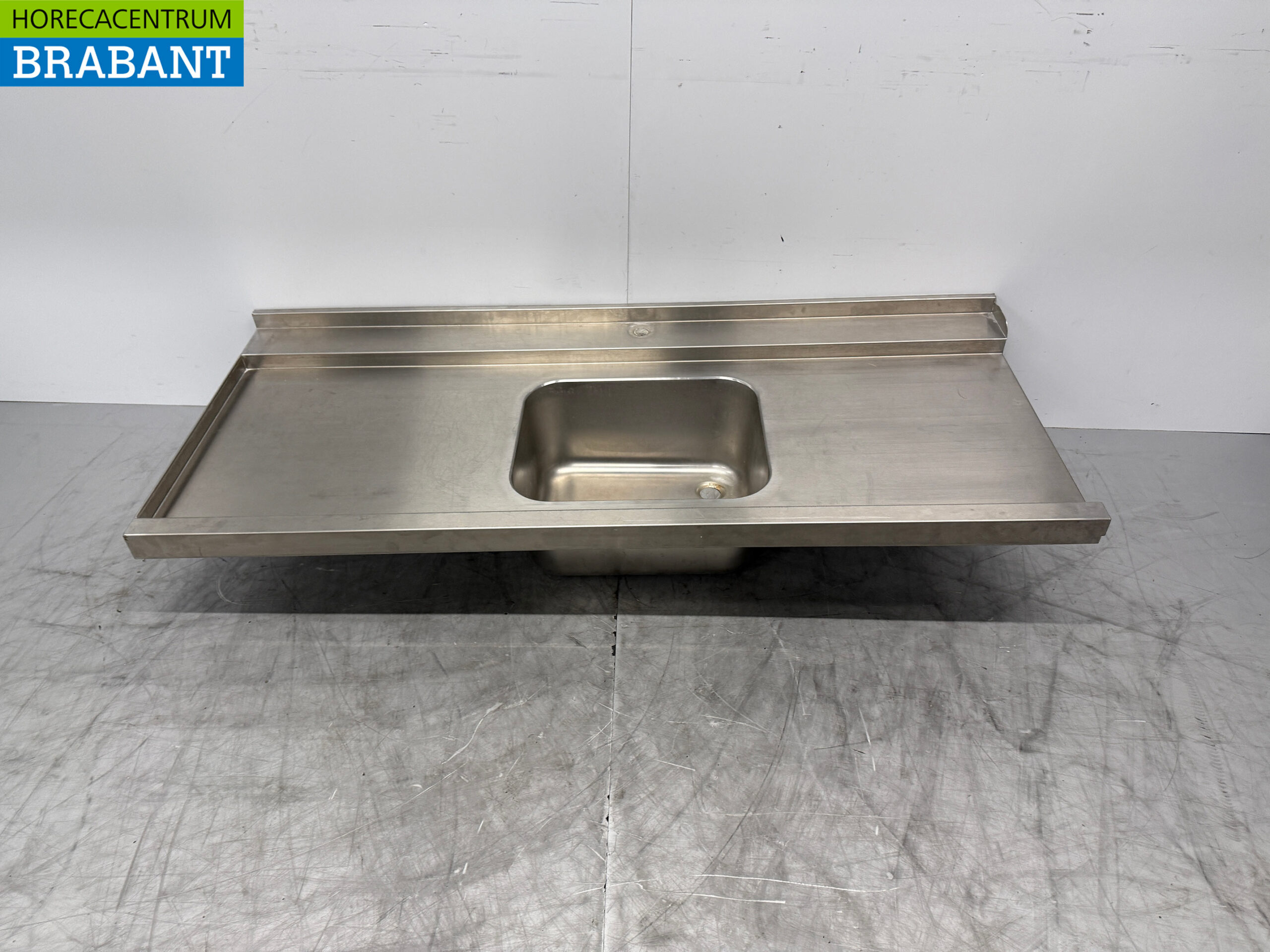 RVS Aanvoerblad met spoelbak 170,5 x 72 cm Horeca