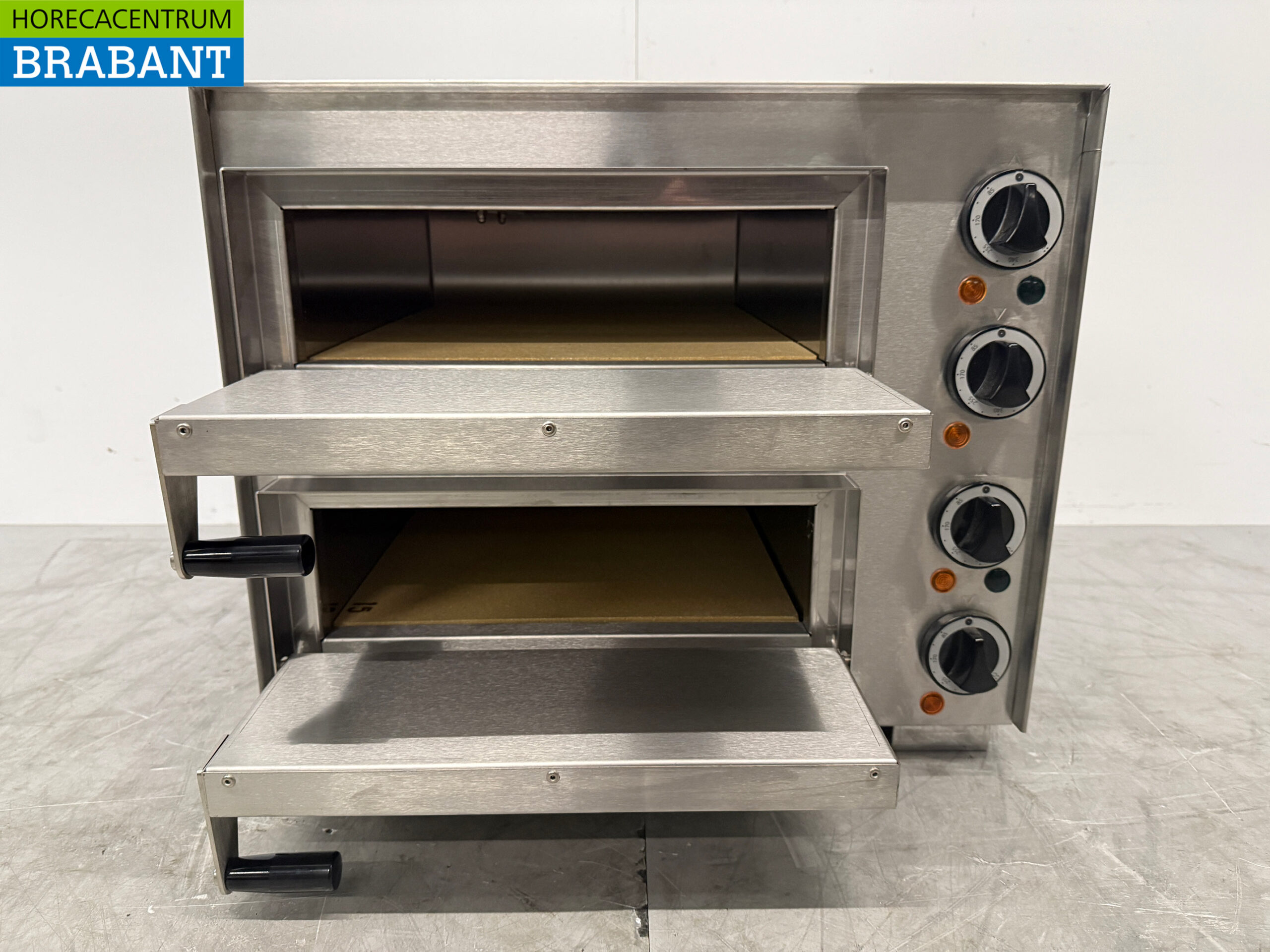 RVS Ascobloc Dubbele Pizzaoven 2 x 35 cm Steen 230V Horeca - Afbeelding 4