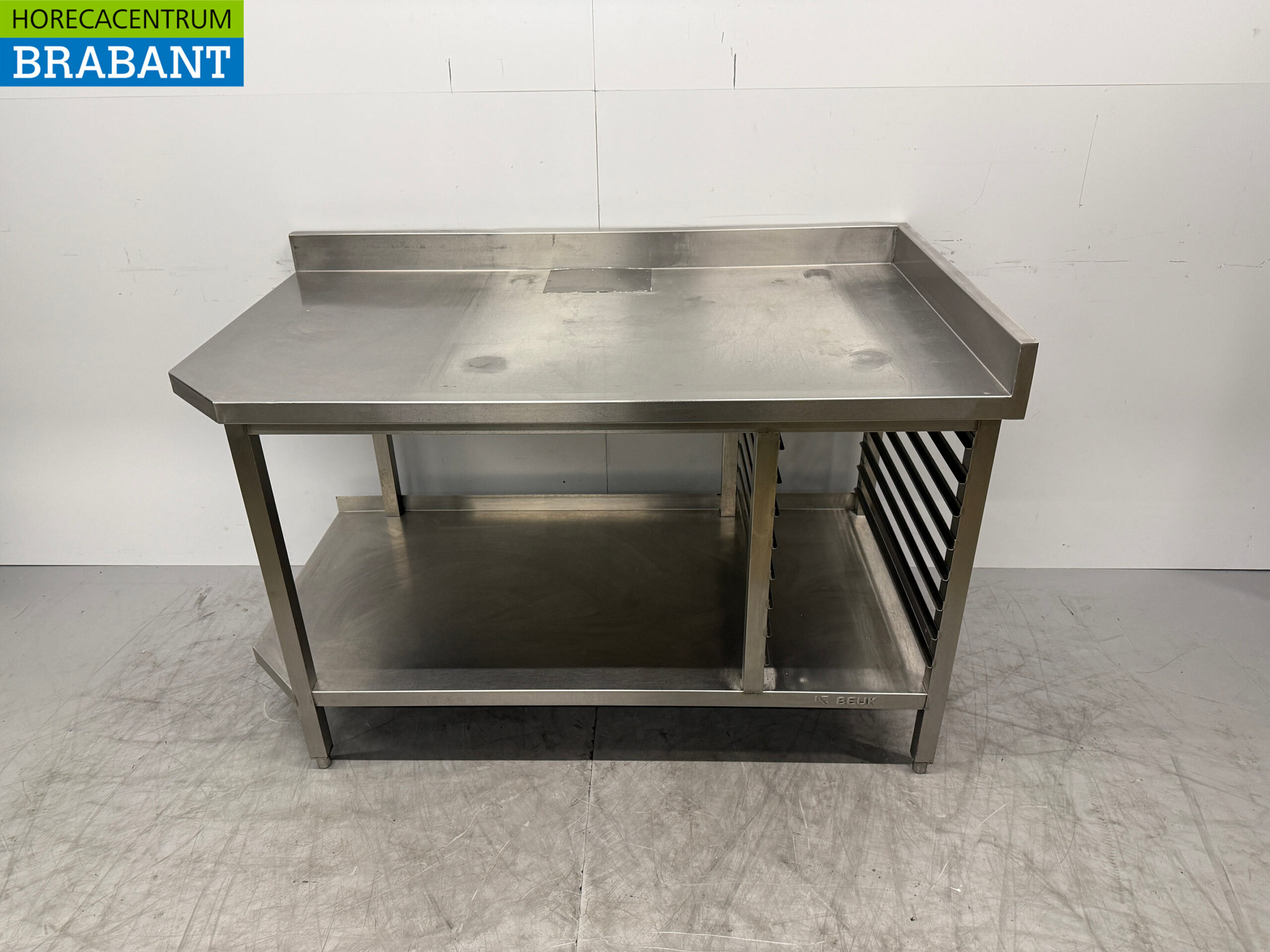 RVS Werktafel met onderschap en regaal 150 x 85 x 90 cm Horeca