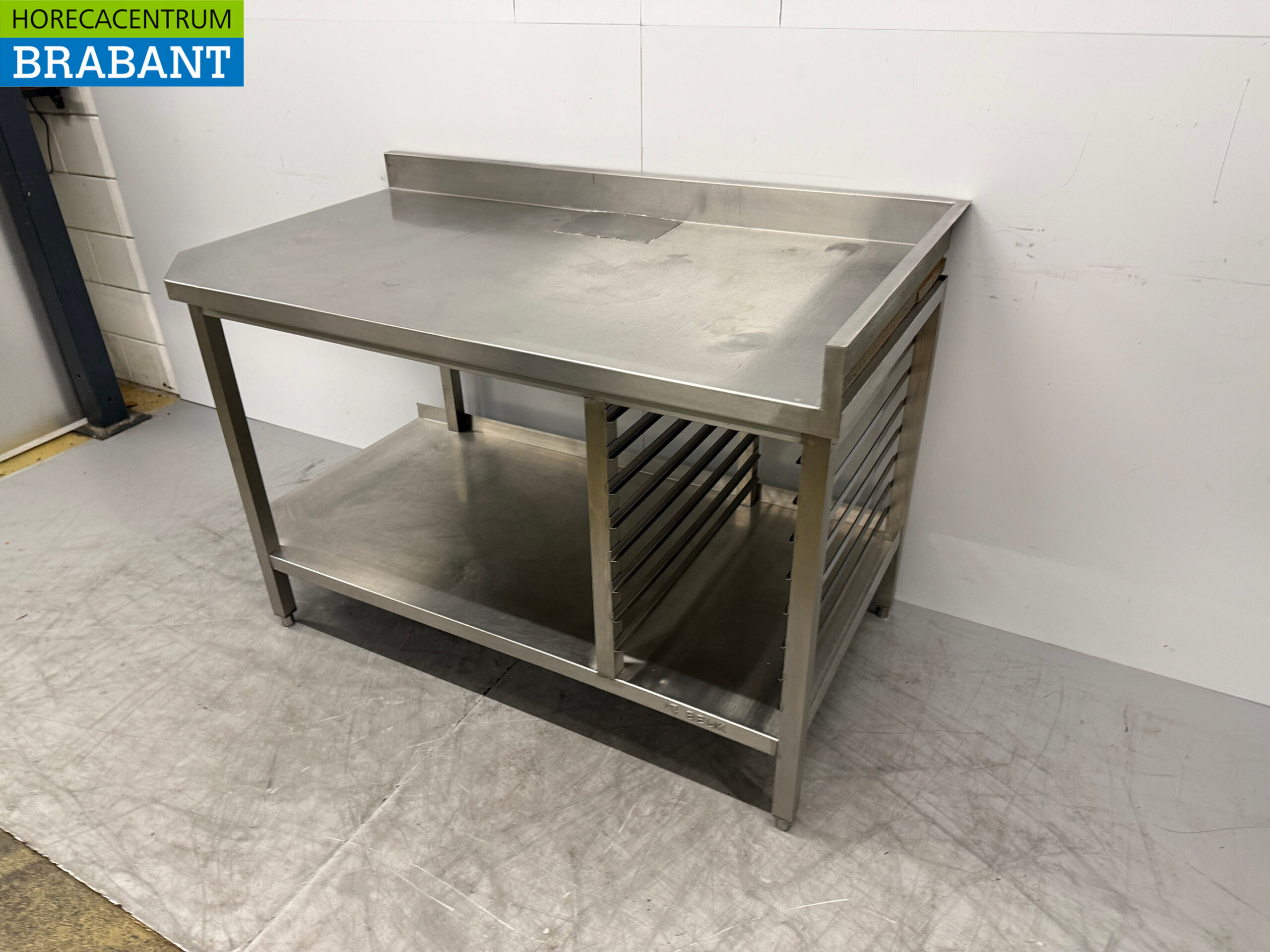 RVS Werktafel met onderschap en regaal 150 x 85 x 90 cm Horeca - Afbeelding 2