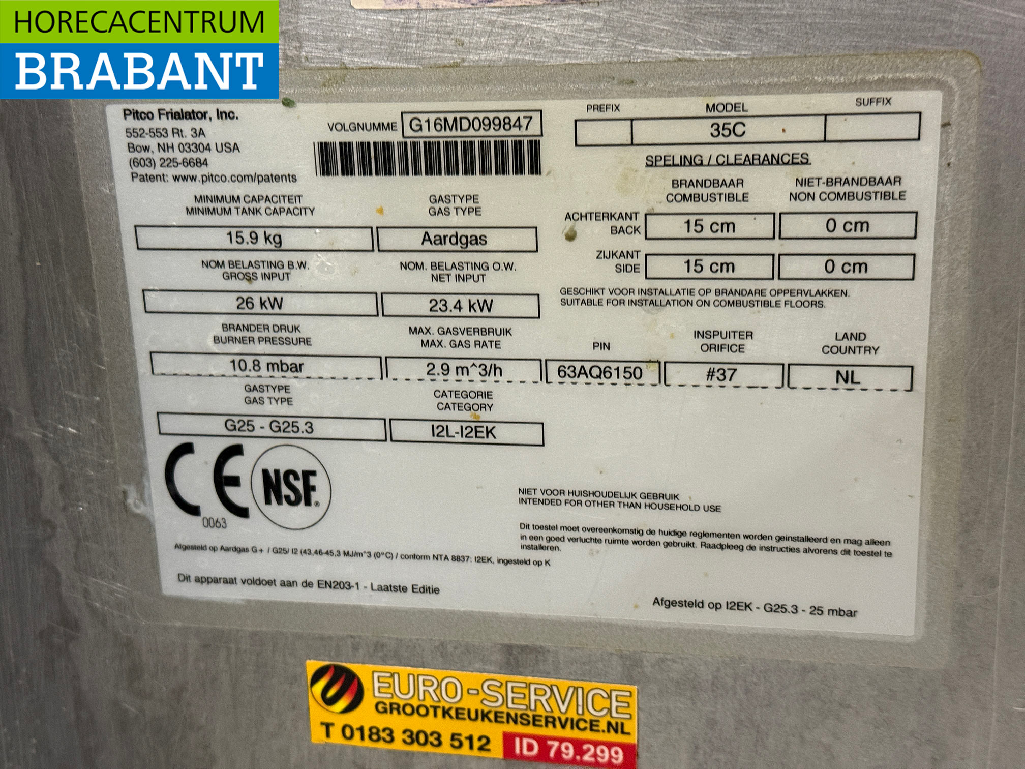 RVS Pitco Friteuse 18 liter GAS Horeca - Afbeelding 7