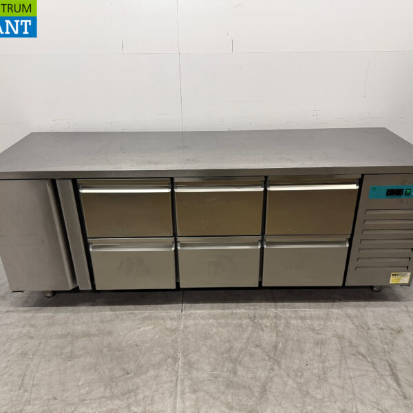 RVS Topcold Koelwerkbank 1 Deur en 6 laden 224,5 cm Horeca