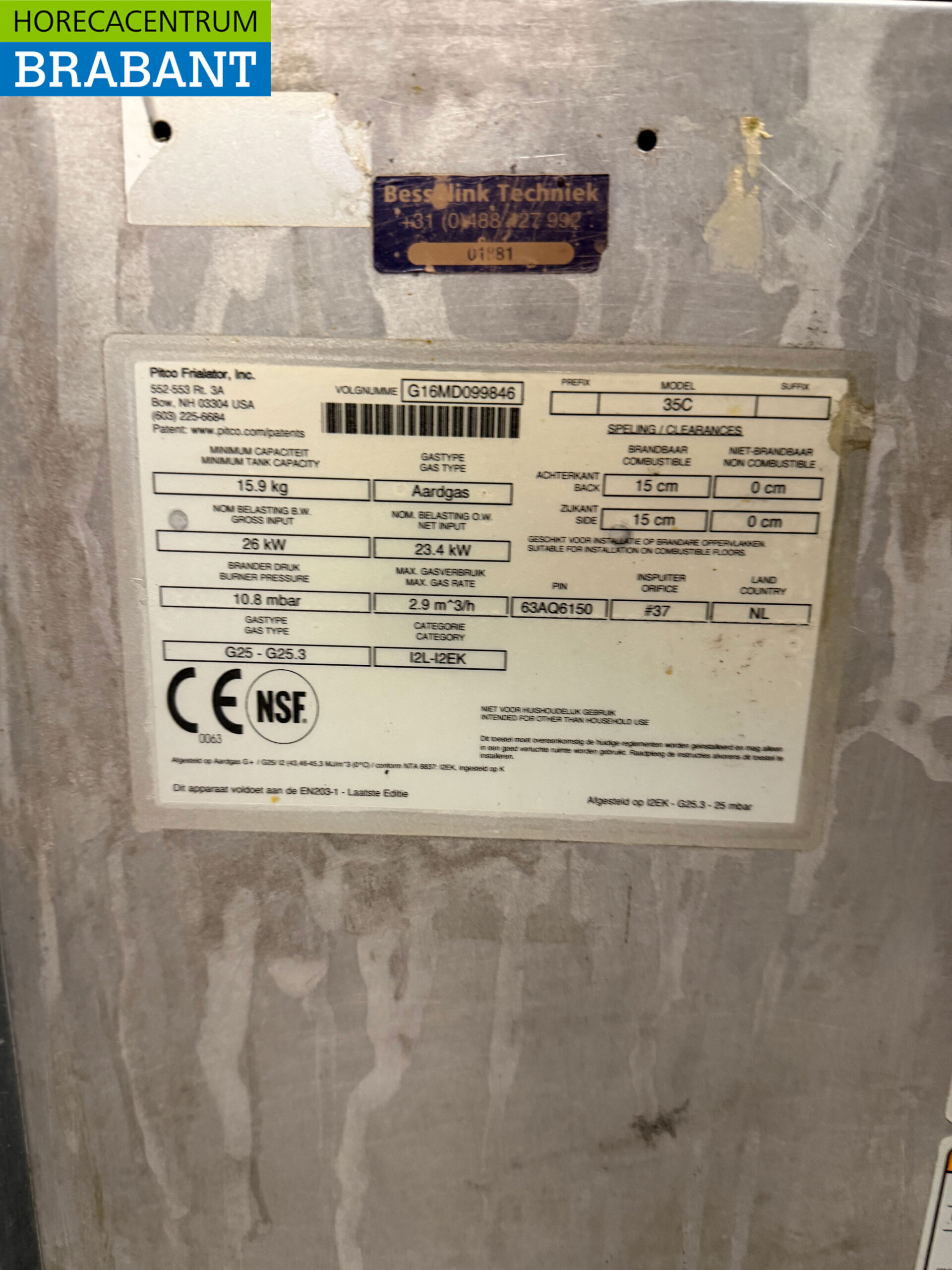 RVS Pitco Friteuse 18 liter GAS Horeca - Afbeelding 6