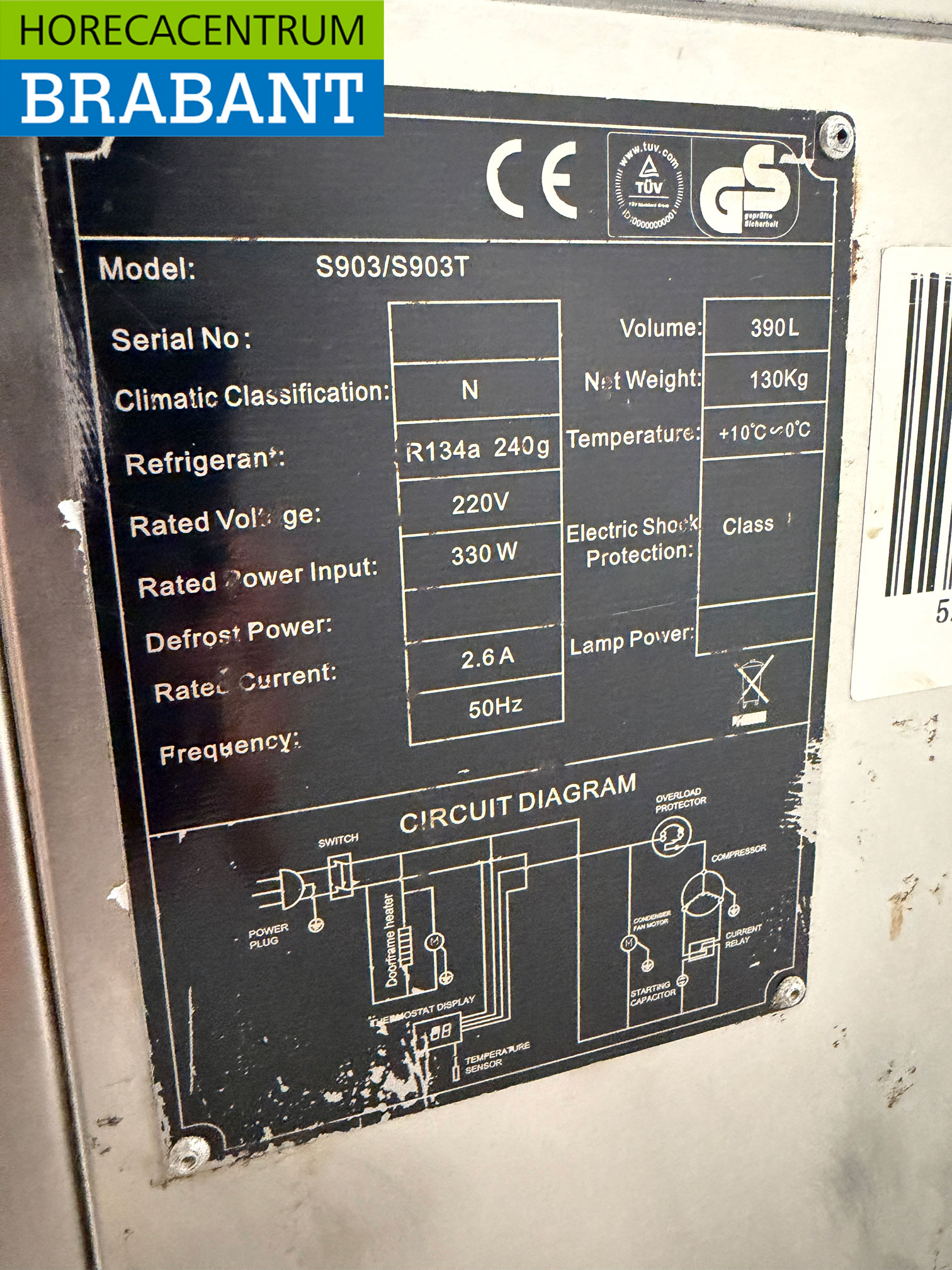RVS Koelwerkbank 3 Deuren 136 cm 230V Horeca - Afbeelding 7