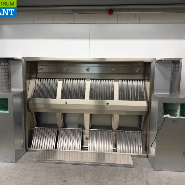 RVS Afzuigkap Eilandkap met 2 x motor 1500 kuub en koolstoffilters 2x 230V Horeca