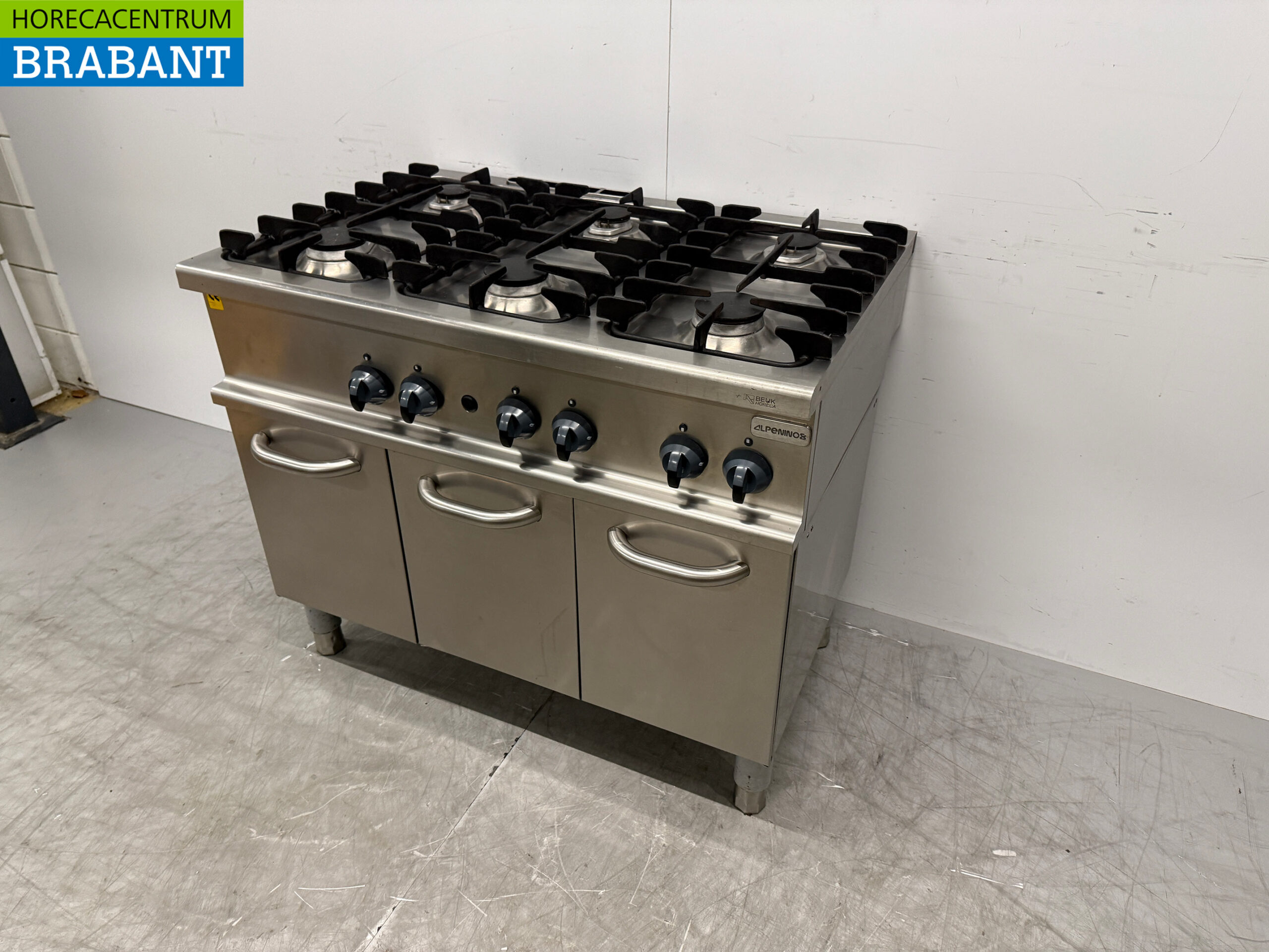 RVS Alpeninox 6 Pits Fornuis Propaan 105 cm Horeca - Afbeelding 2