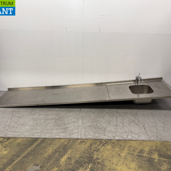 RVS Spoelblad met kraan 337 x 72 cm Horeca