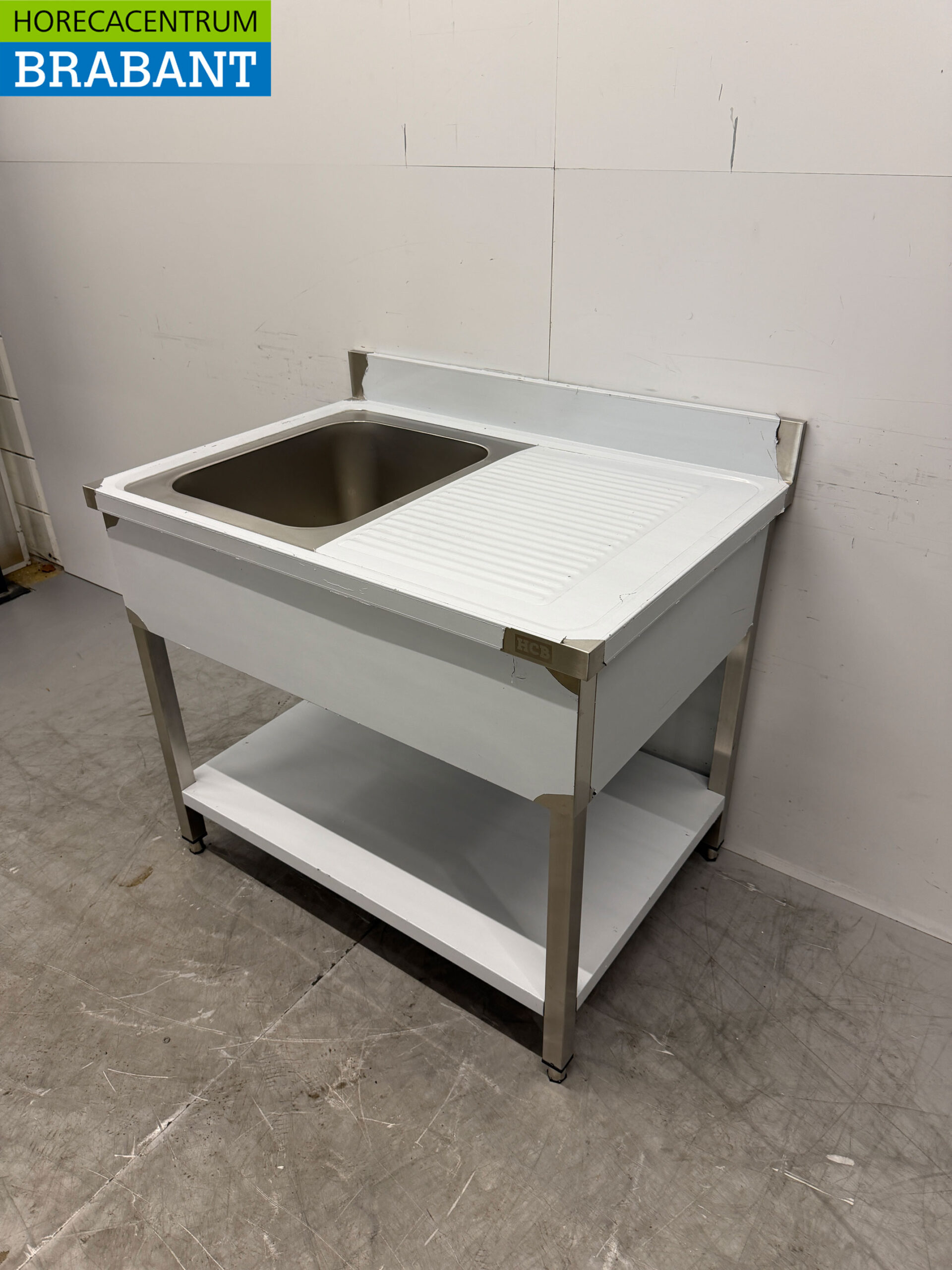 RVS Spoeltafel Spoelbak Basic-line 100 cm Horeca - Afbeelding 2