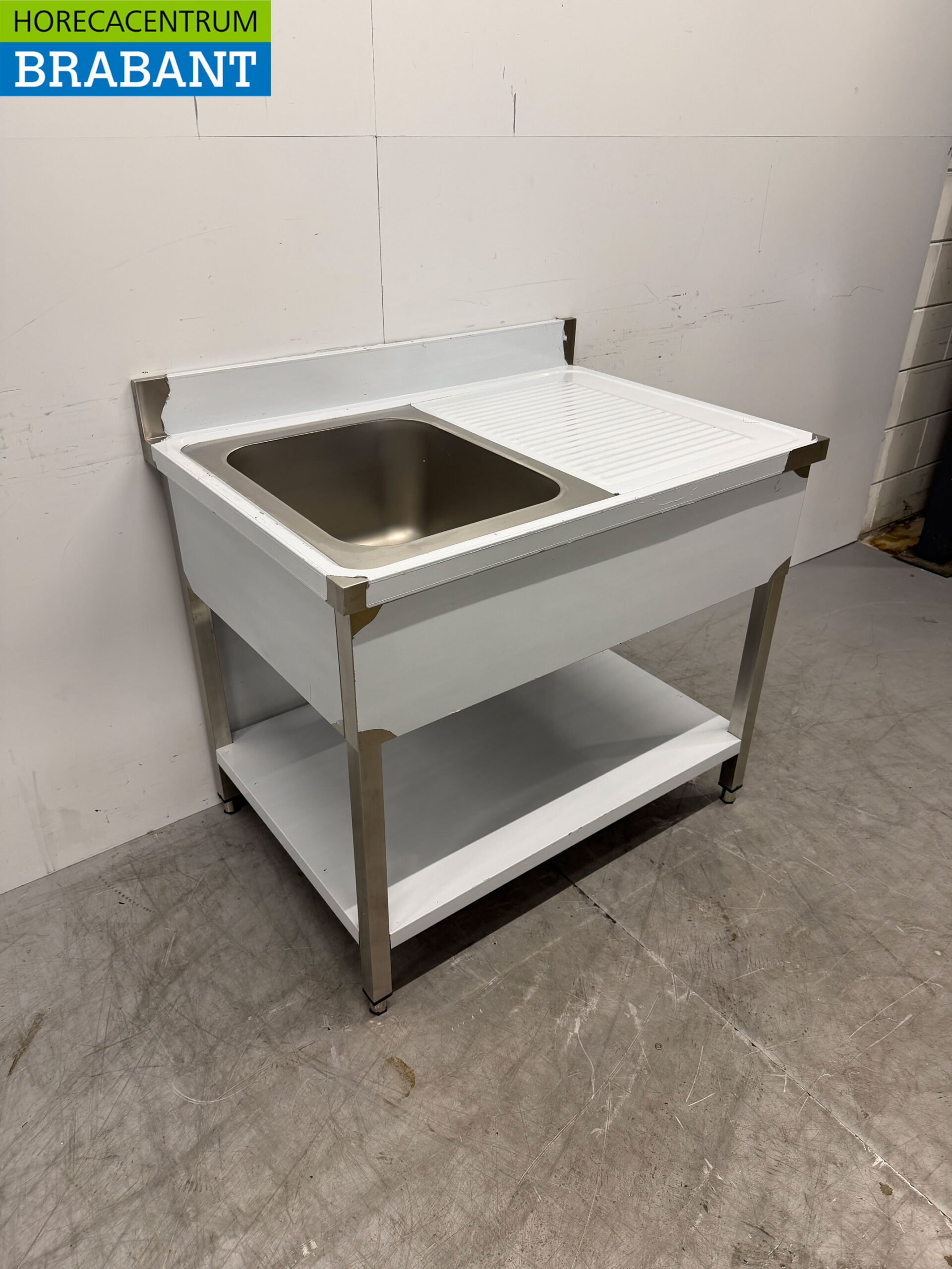 RVS Spoeltafel Spoelbak Basic-line 100 cm Horeca - Afbeelding 3