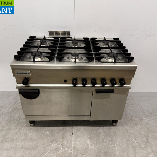 RVS Alpeninox 6 Pits Gasfornuis met oven 3 x 2/1 GN 105 cm Propaan Horeca