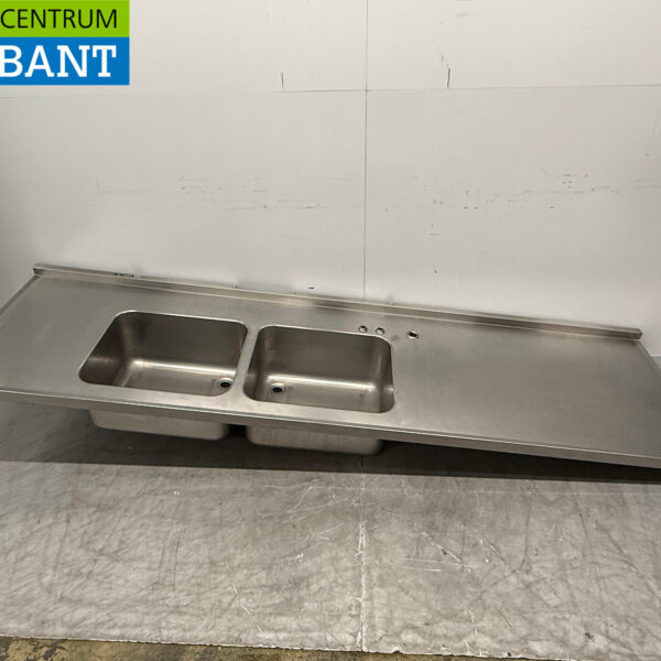 RVS Spoelblad met Dubbele Spoelbak 300 x 84 cm Horeca