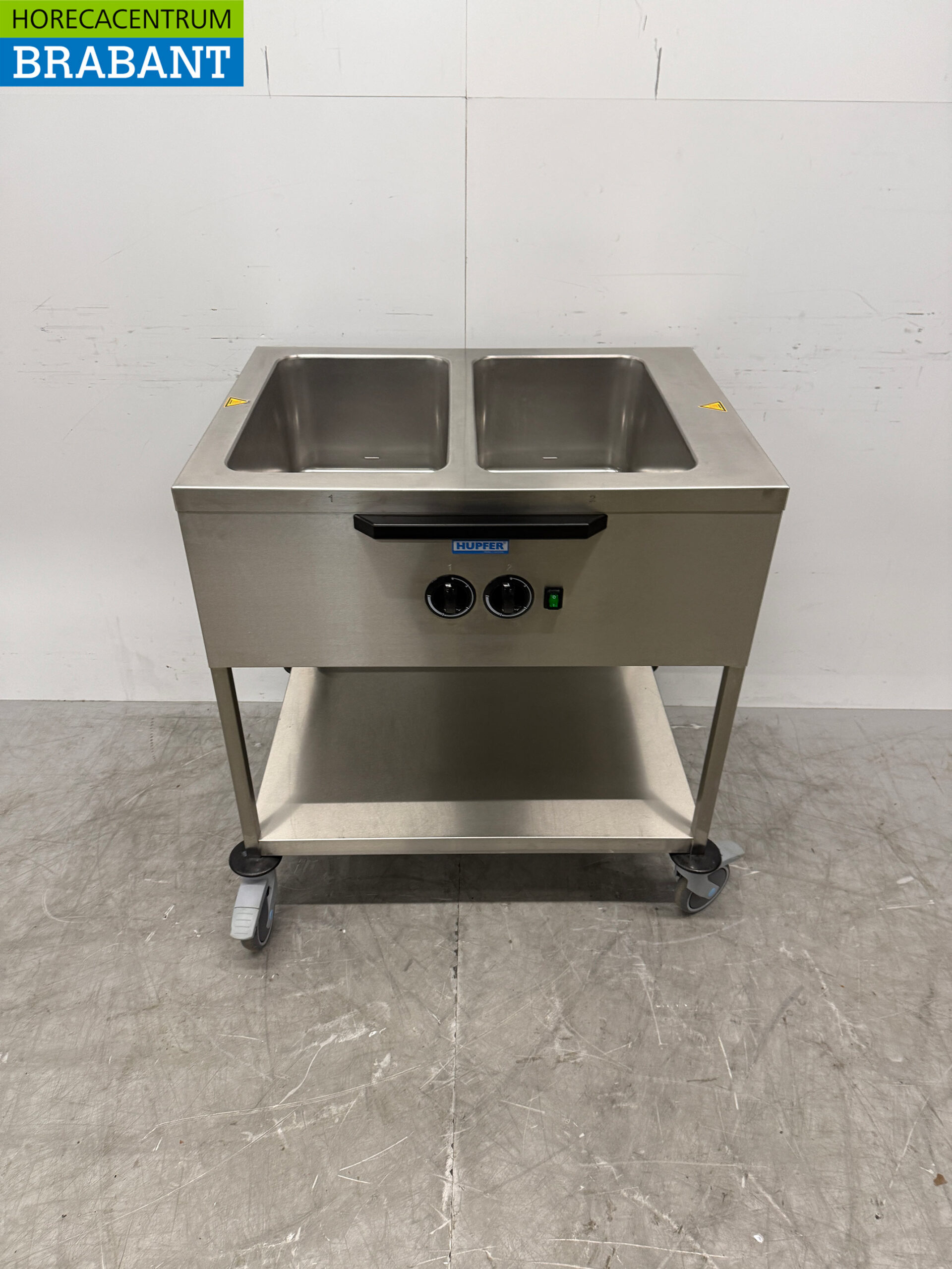 RVS Hupfer Verrijdbare Bain Marie Wagen 2 x 1/1 GN 230V Horeca