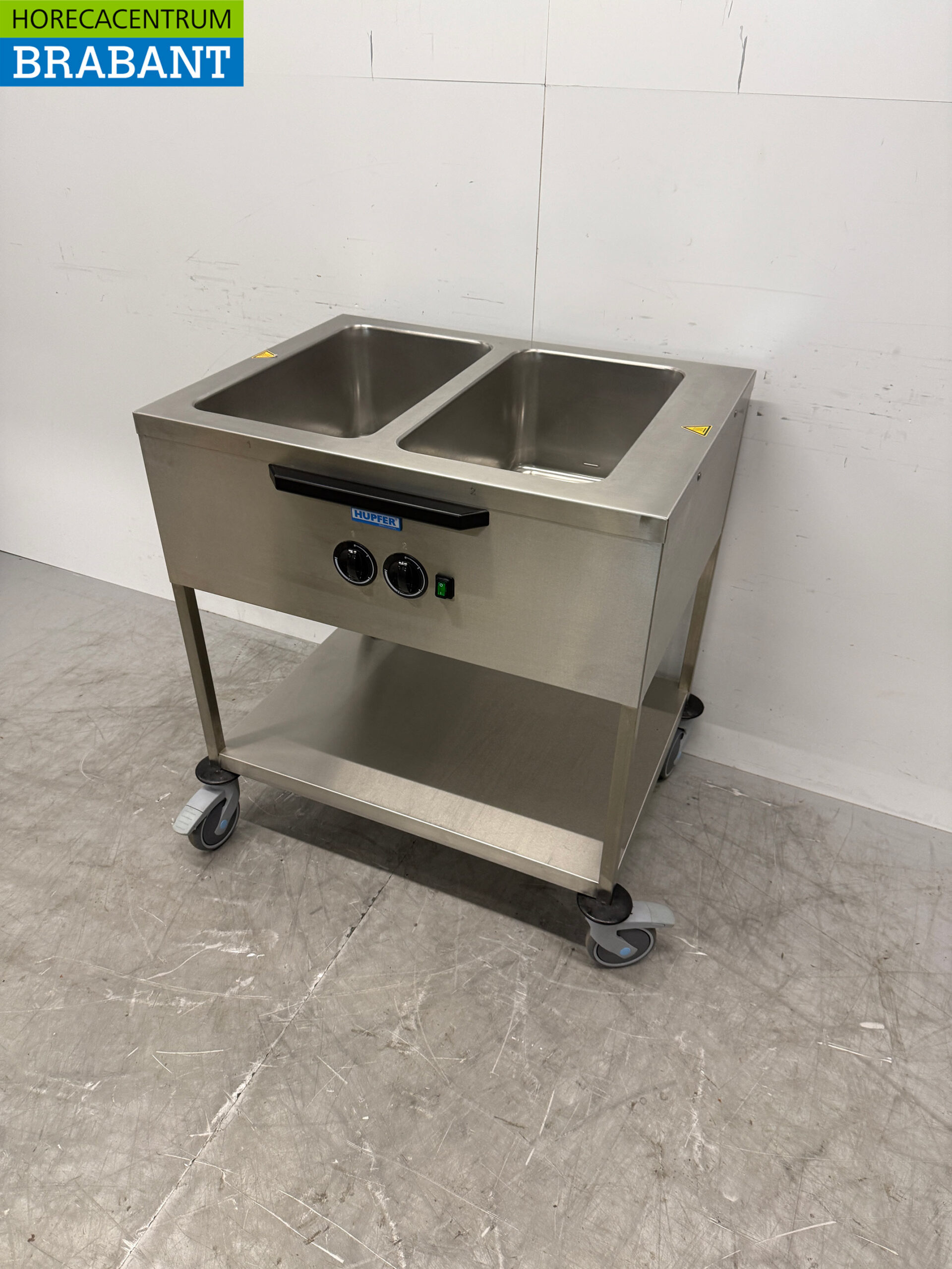 RVS Hupfer Verrijdbare Bain Marie Wagen 2 x 1/1 GN 230V Horeca - Afbeelding 2