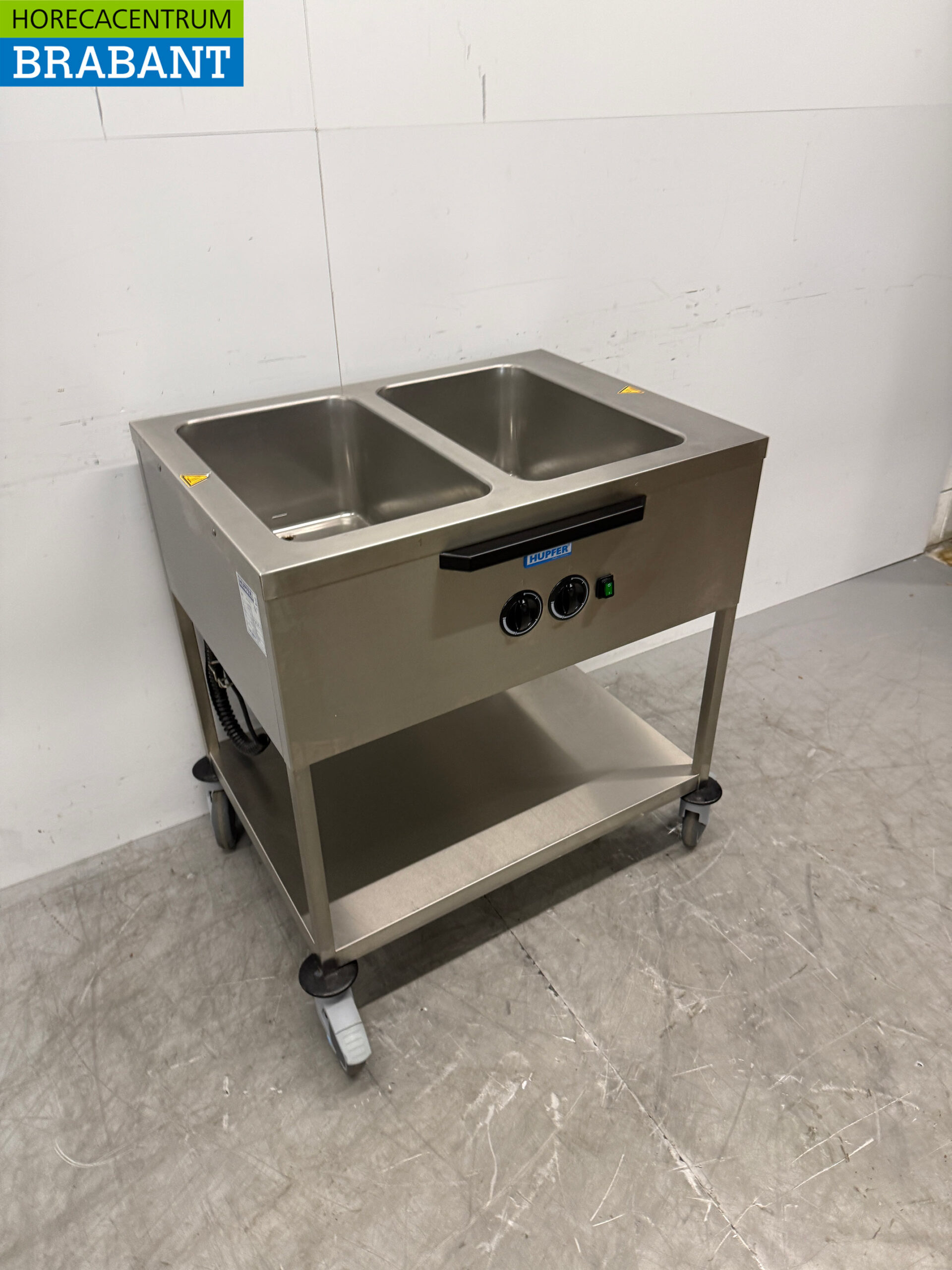 RVS Hupfer Verrijdbare Bain Marie Wagen 2 x 1/1 GN 230V Horeca - Afbeelding 3