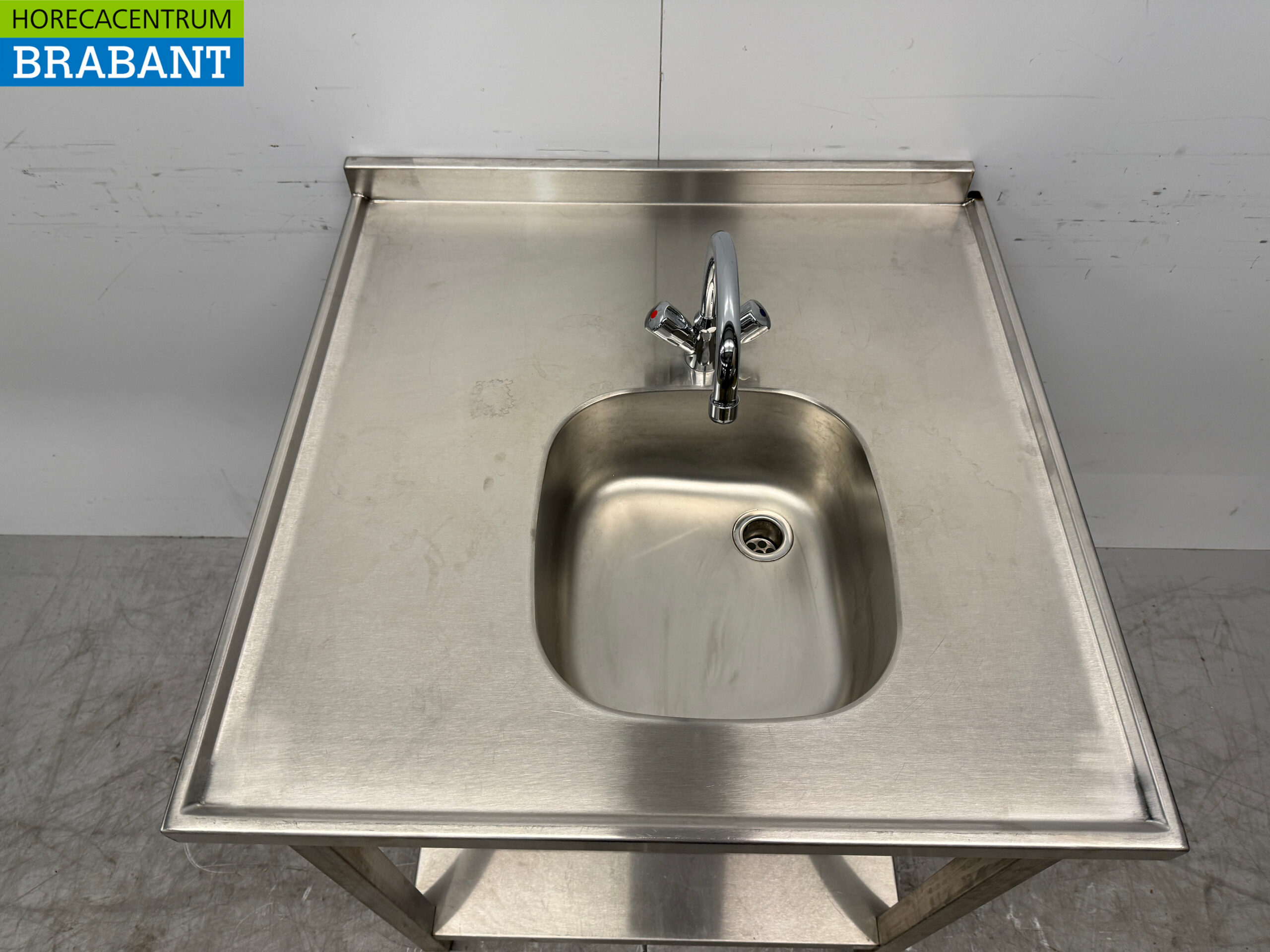RVS Spoeltafel met Spoelbak en kraan 80 x 80 x 90,5 cm Horeca - Afbeelding 4