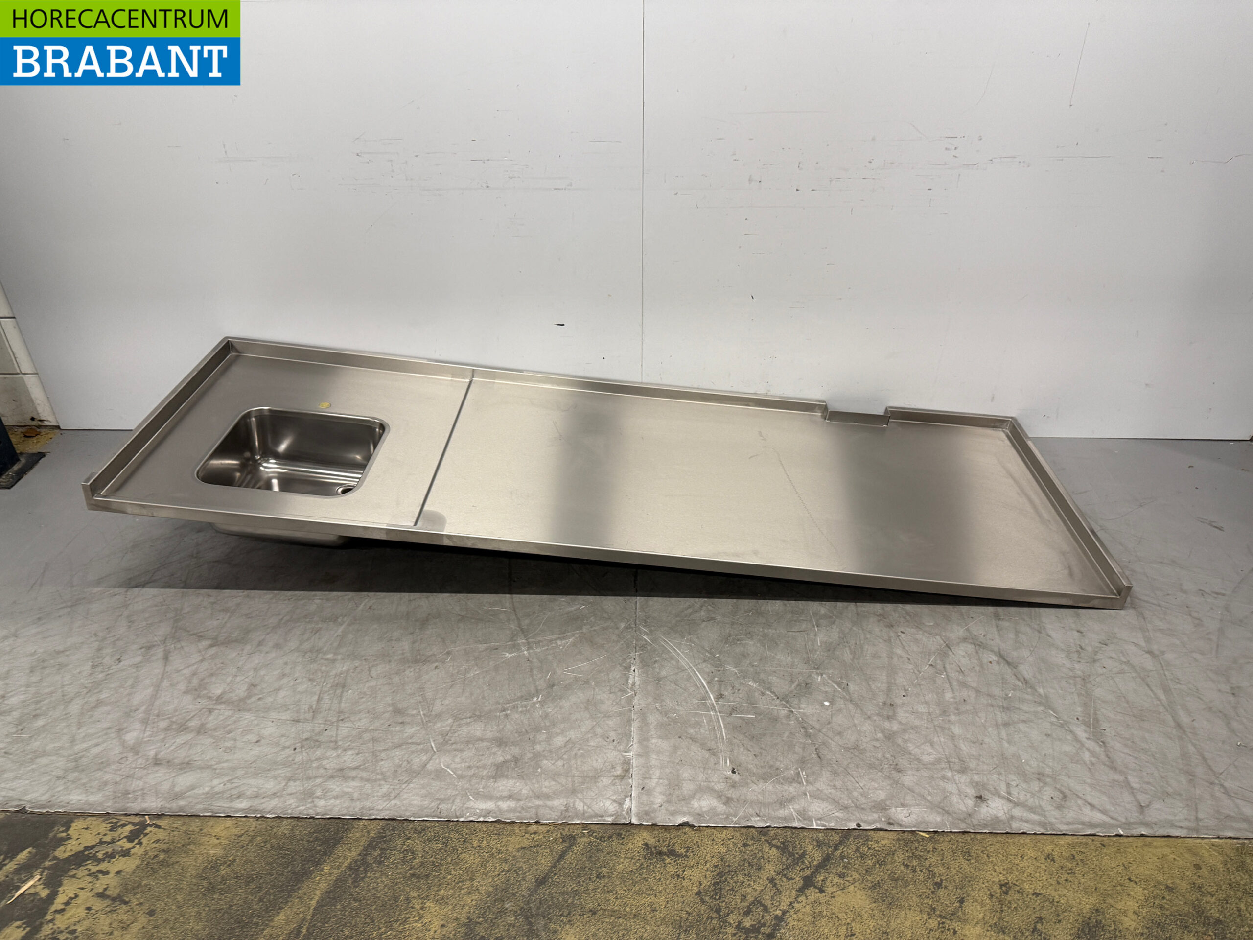 RVS Spoelblad met spoelbak 257 x 85 cm Horeca