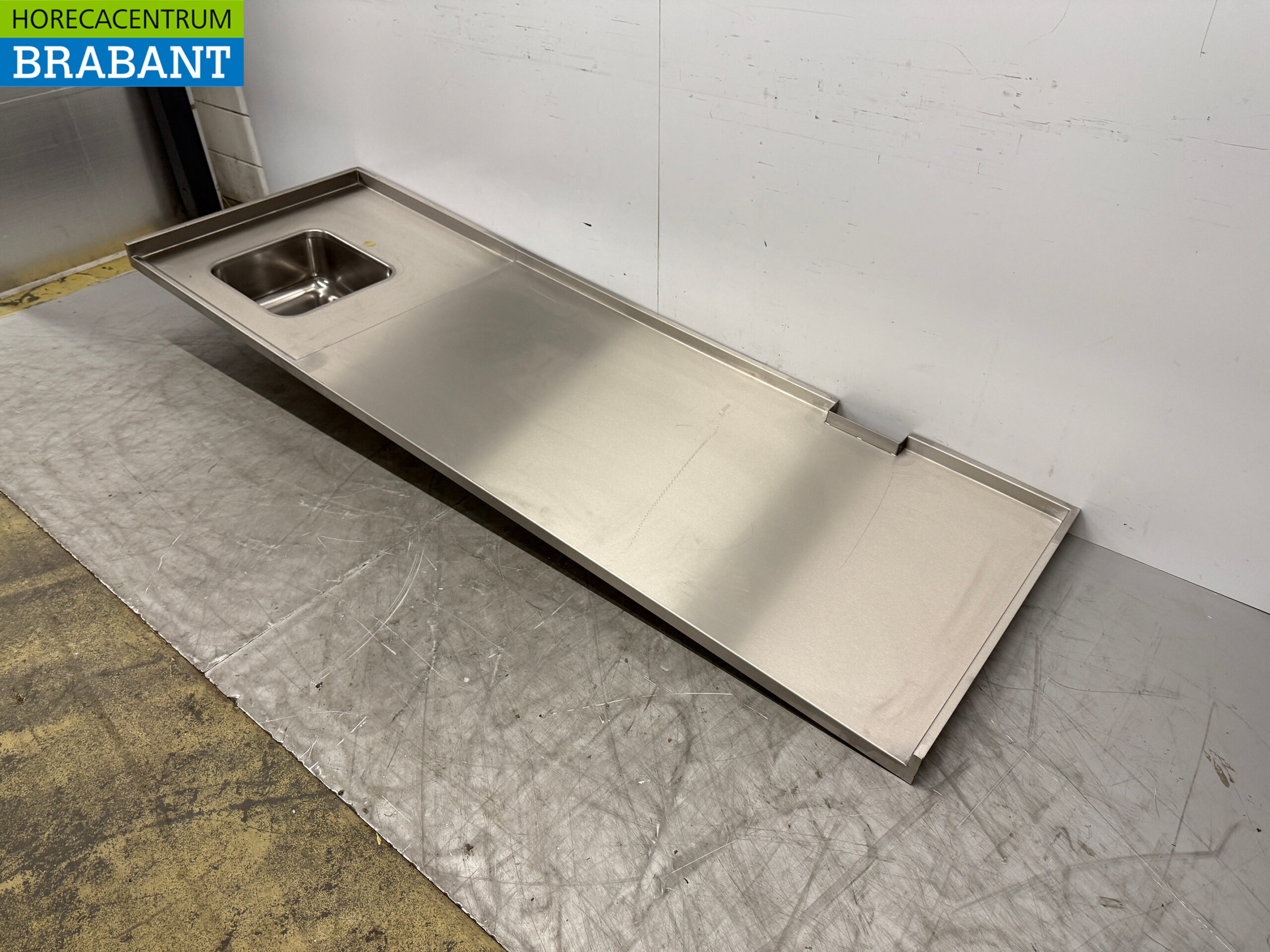 RVS Spoelblad met spoelbak 257 x 85 cm Horeca - Afbeelding 2