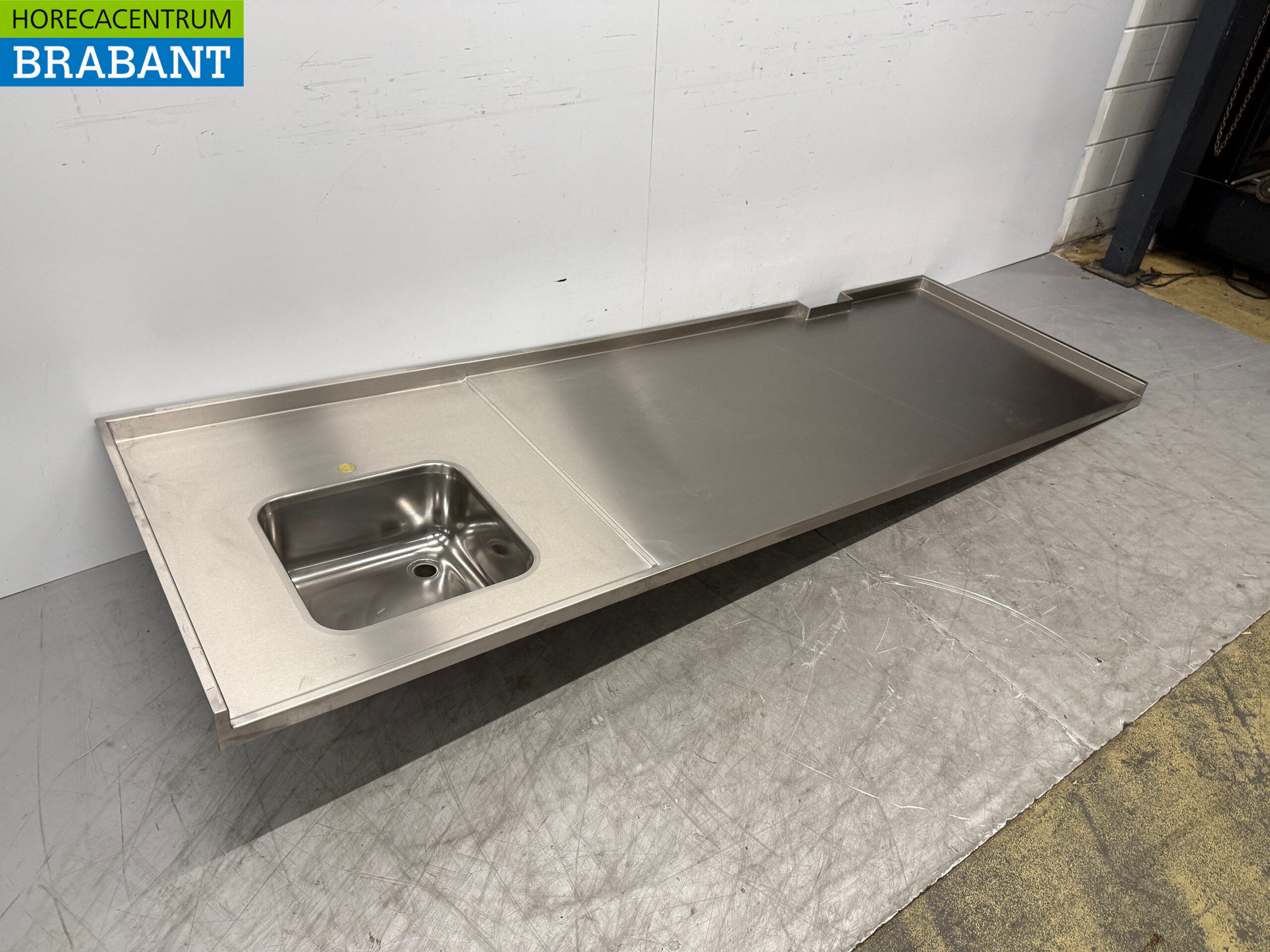 RVS Spoelblad met spoelbak 257 x 85 cm Horeca - Afbeelding 3