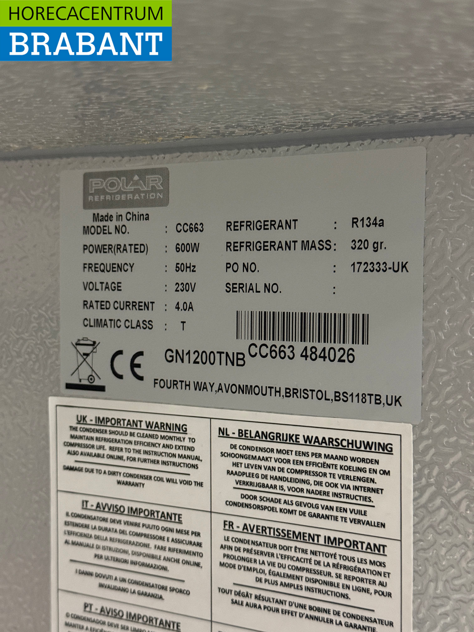 Polar Verrijdbare Dubbeldeurs Koeling 1200 liter 230V Horeca - Afbeelding 5