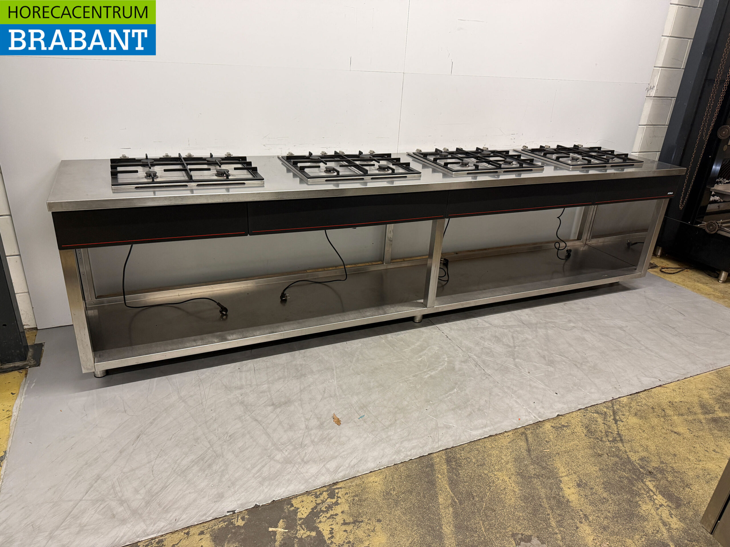 RVS Atag 4 x 4 Pits Gasfornuis Fornuis 340 cm Horeca