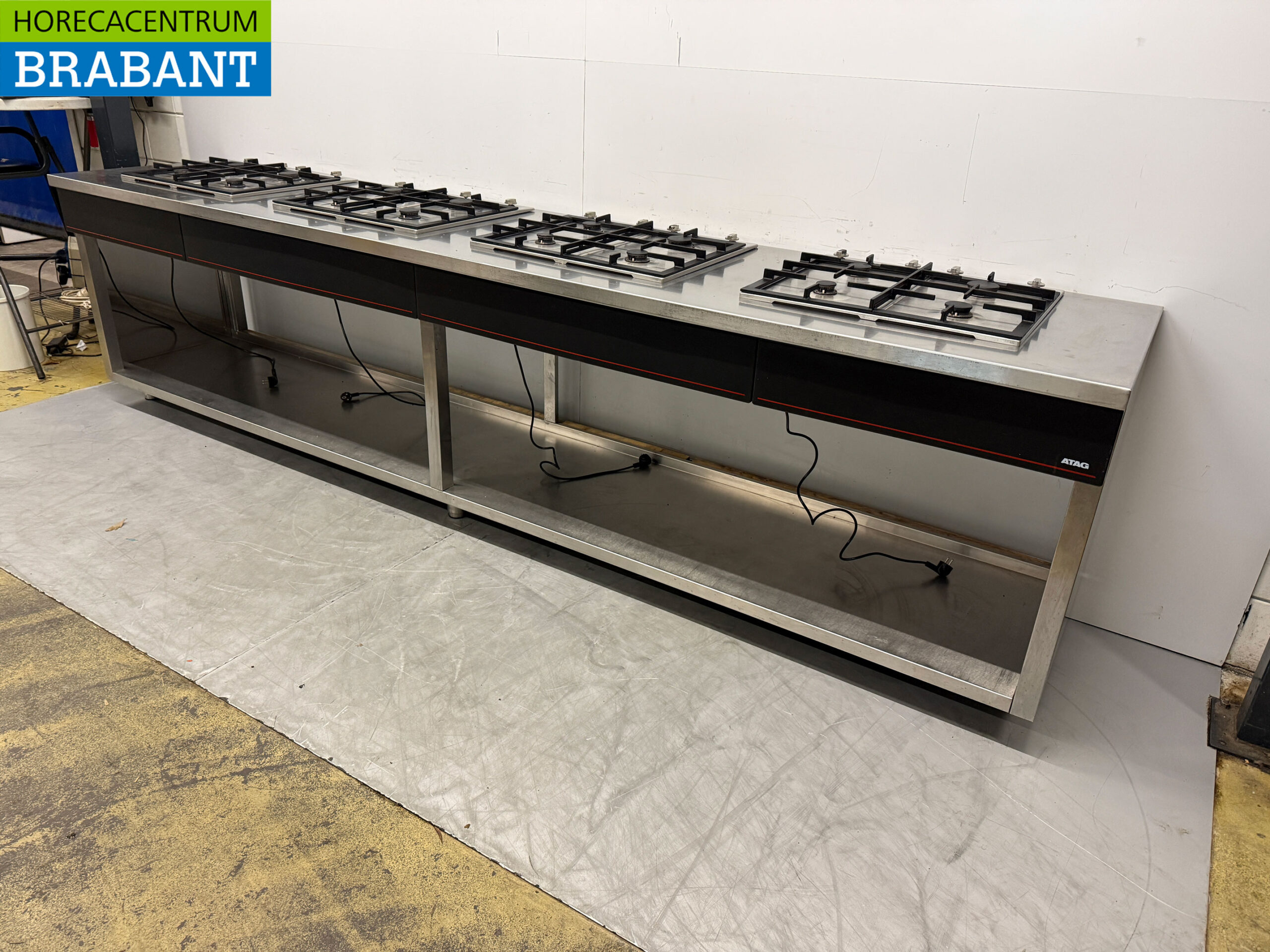 RVS Atag 4 x 4 Pits Gasfornuis Fornuis 340 cm Horeca - Afbeelding 3