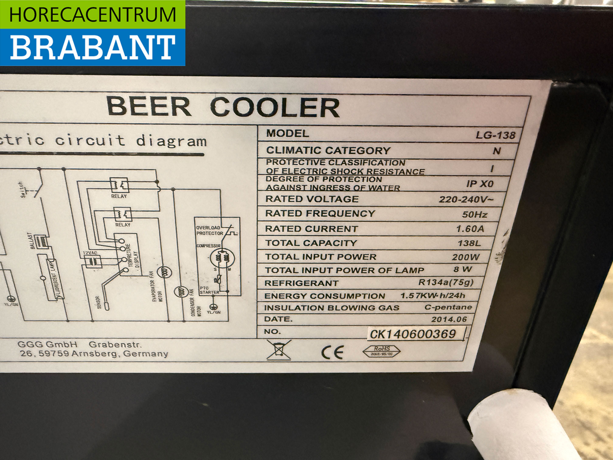 Barkoeling 2 Glazen Klapdeur 60,5 cm 230V Horeca - Afbeelding 5