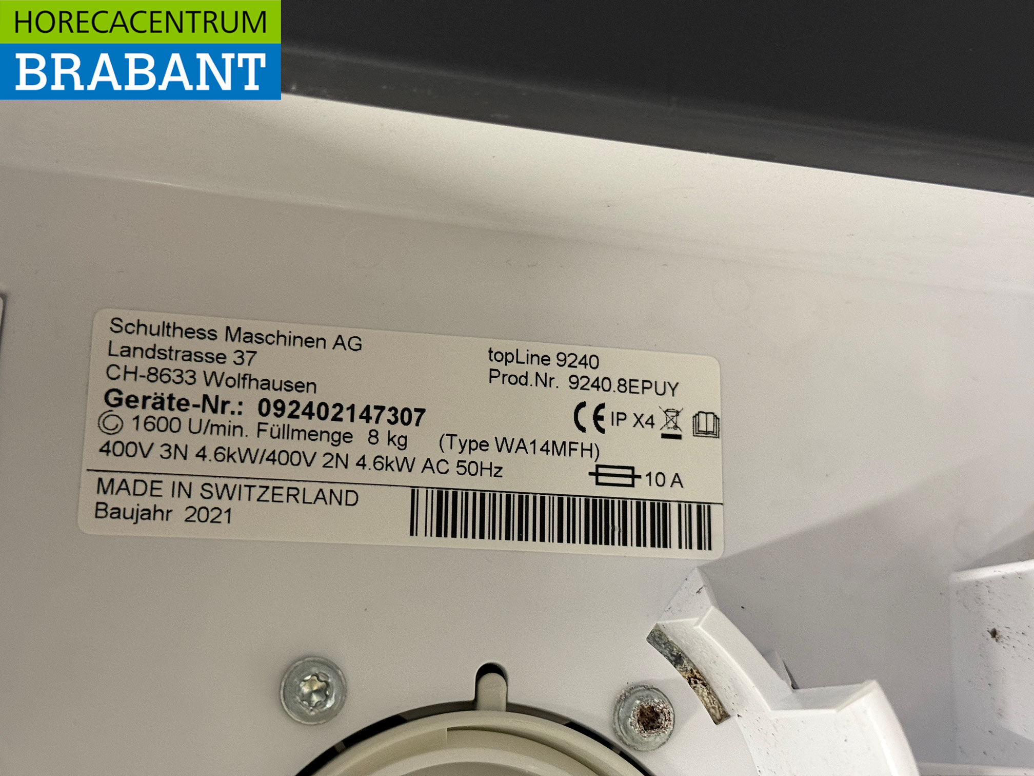 Schulthess TopLine Pro 9240 Wasmachine 8 kg 400V Horeca - Afbeelding 5