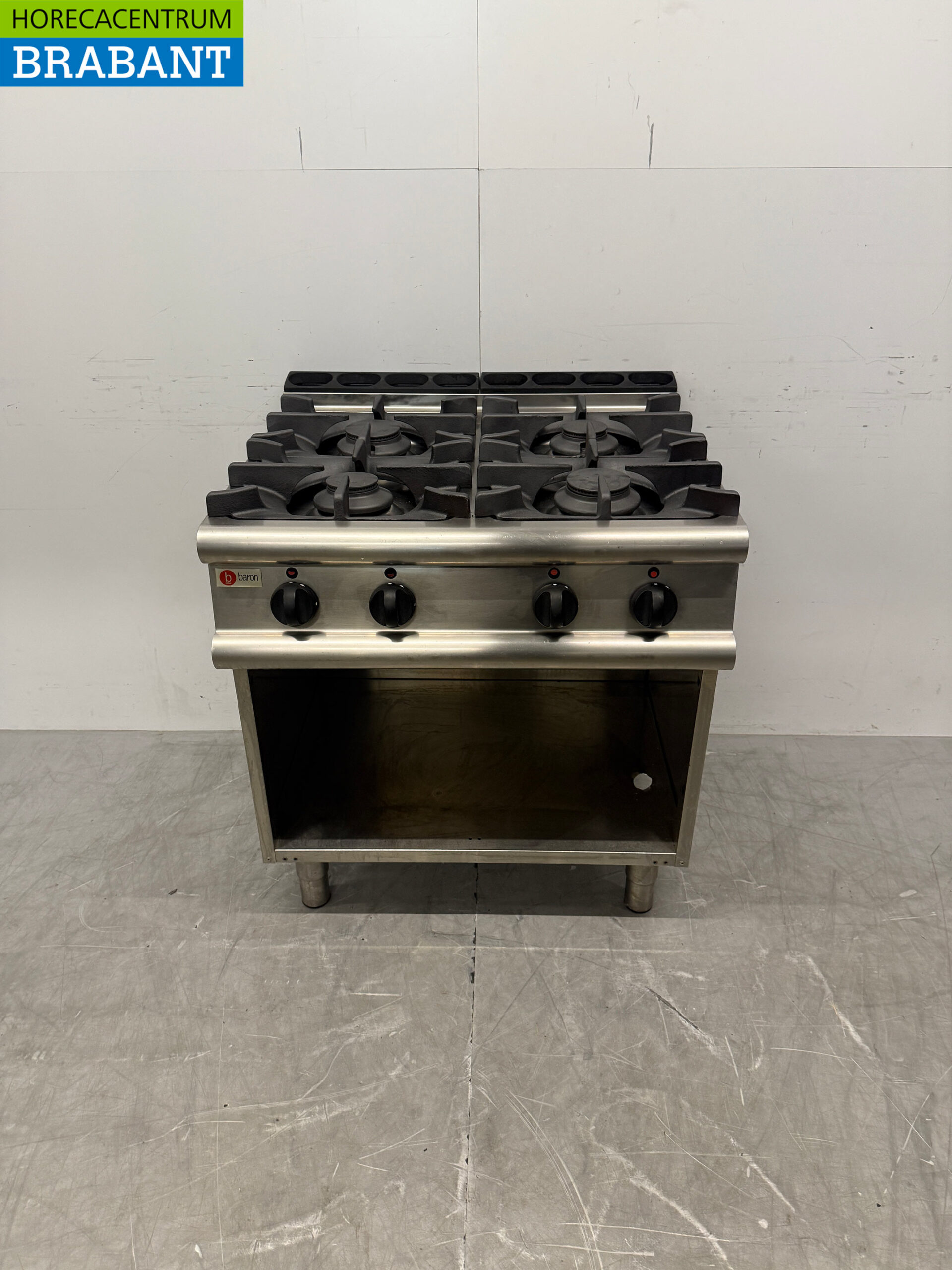 RVS Baron 4 Pits Gasfornuis 80 cm GAS Horeca