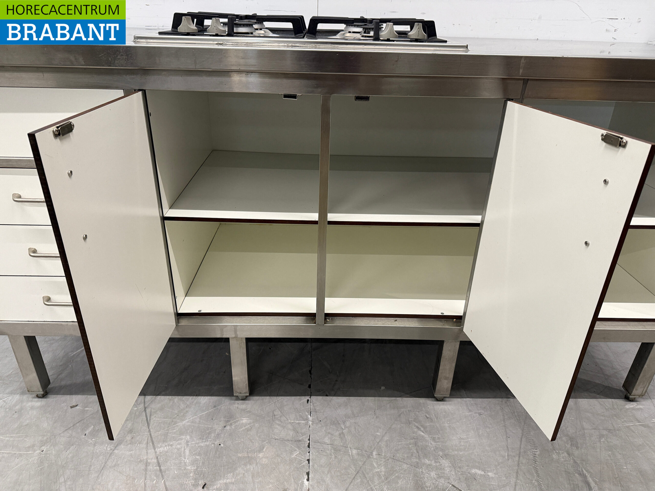 RVS Werktafel met 4 pits gasfornuis 180 cm GAS Horeca - Afbeelding 6