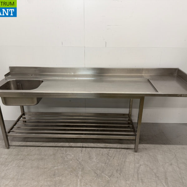 RVS Aanvoertafel Spoeltafel Spoelbak met onderschap 258,5 x 75 x 88,5 cm Horeca