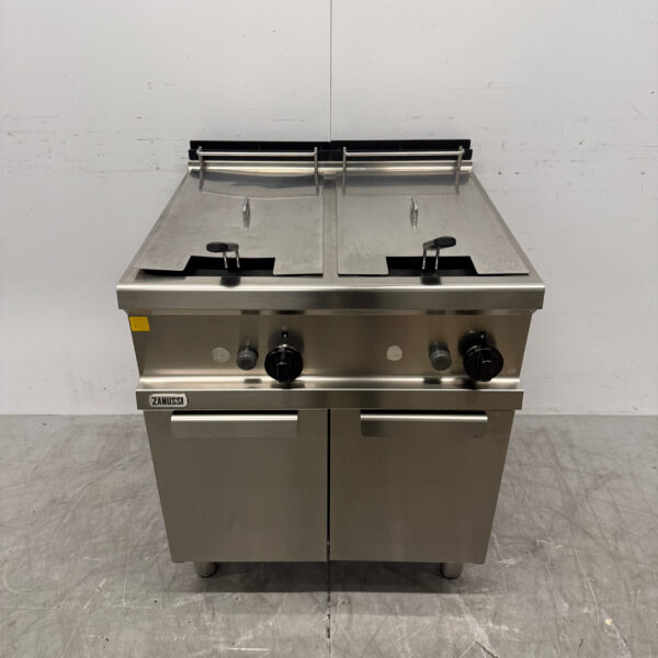 RVS Zanussi Dubbele Friteuse 2 x 14 liter GAS Horeca