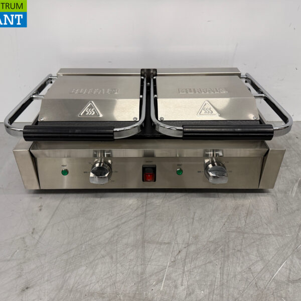 RVS Buffalo Dubbele Contactgrill Paninigrill Grill Ribbel/Glad 230V Horeca