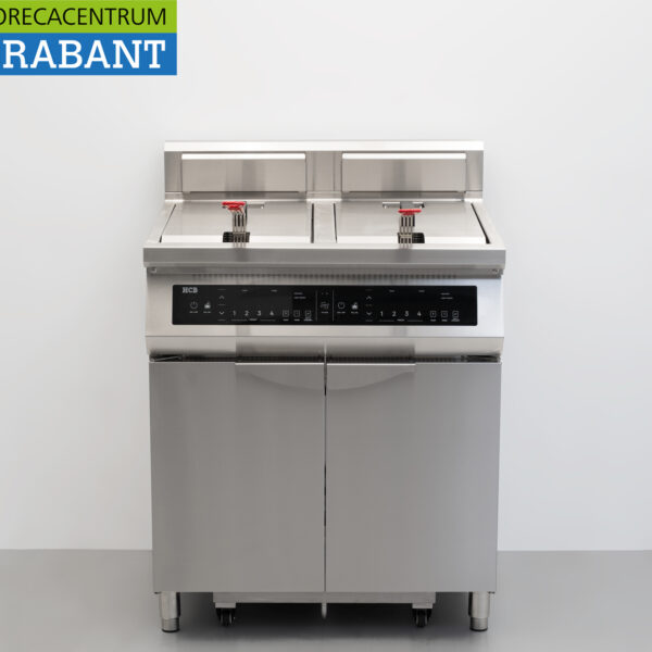 HCB RVS Dubbele inductie friteuse met vetfiltersysteem 2 x 20 liter 400V Horeca
