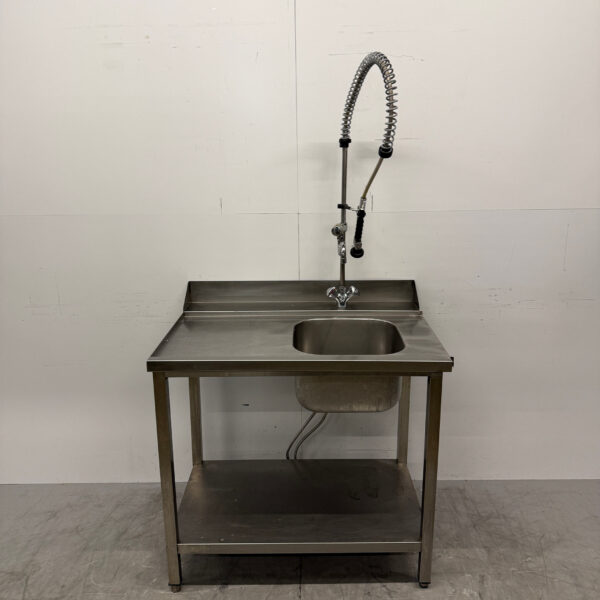 RVS Aanvoertafel met kraan T.B.V. Doorschuifvaatwasser 101 cm Horeca