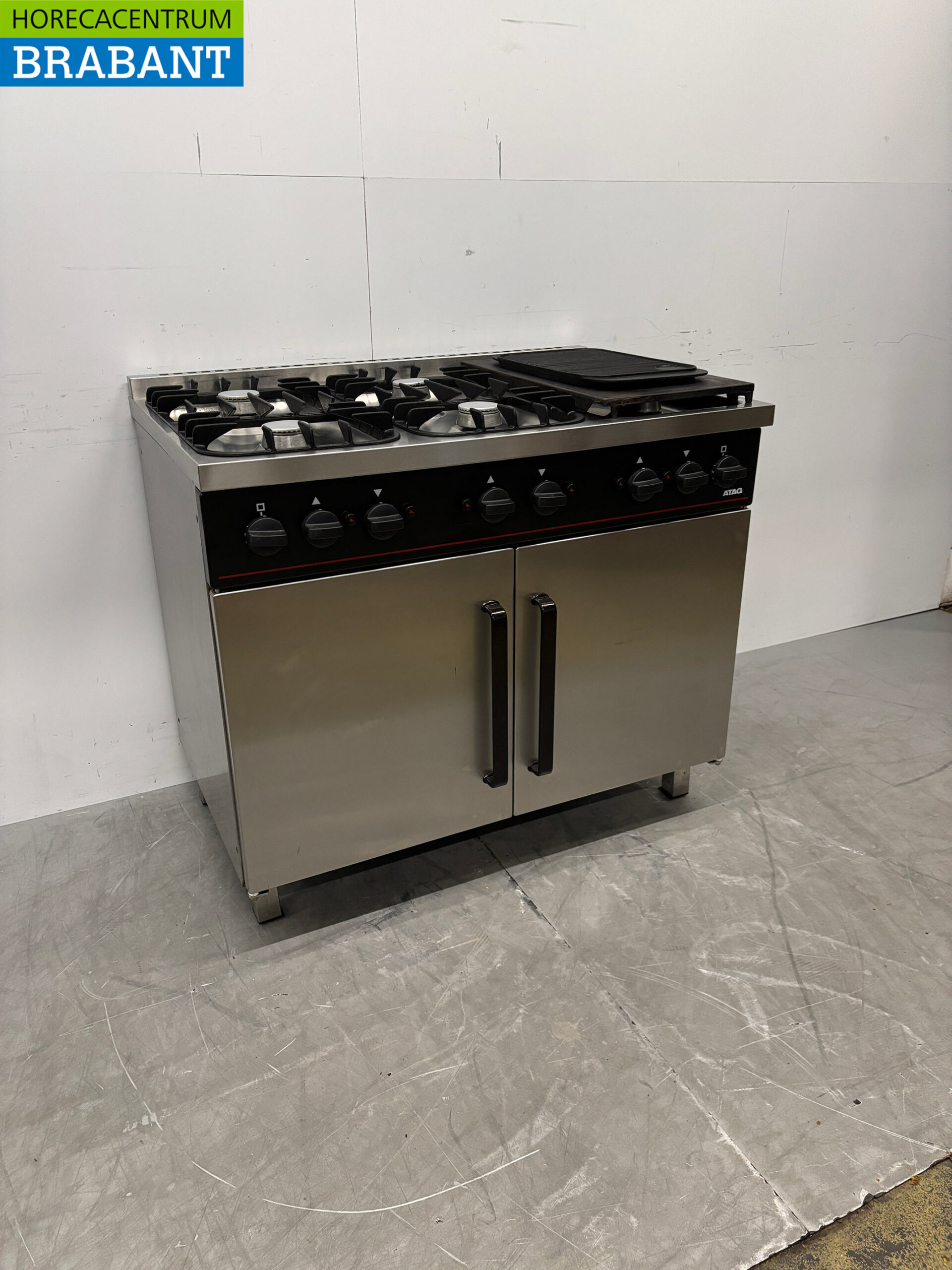 RVS Atag 6 pits Fornuis met bakplaat en dubbele oven 6 x 1/1 GN GAS 105 cm Horeca - Afbeelding 3