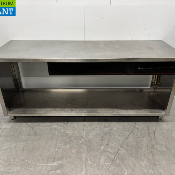 RVS Werktafel met onderschap en 2 laden 200 x 70 x 88 cm Horeca