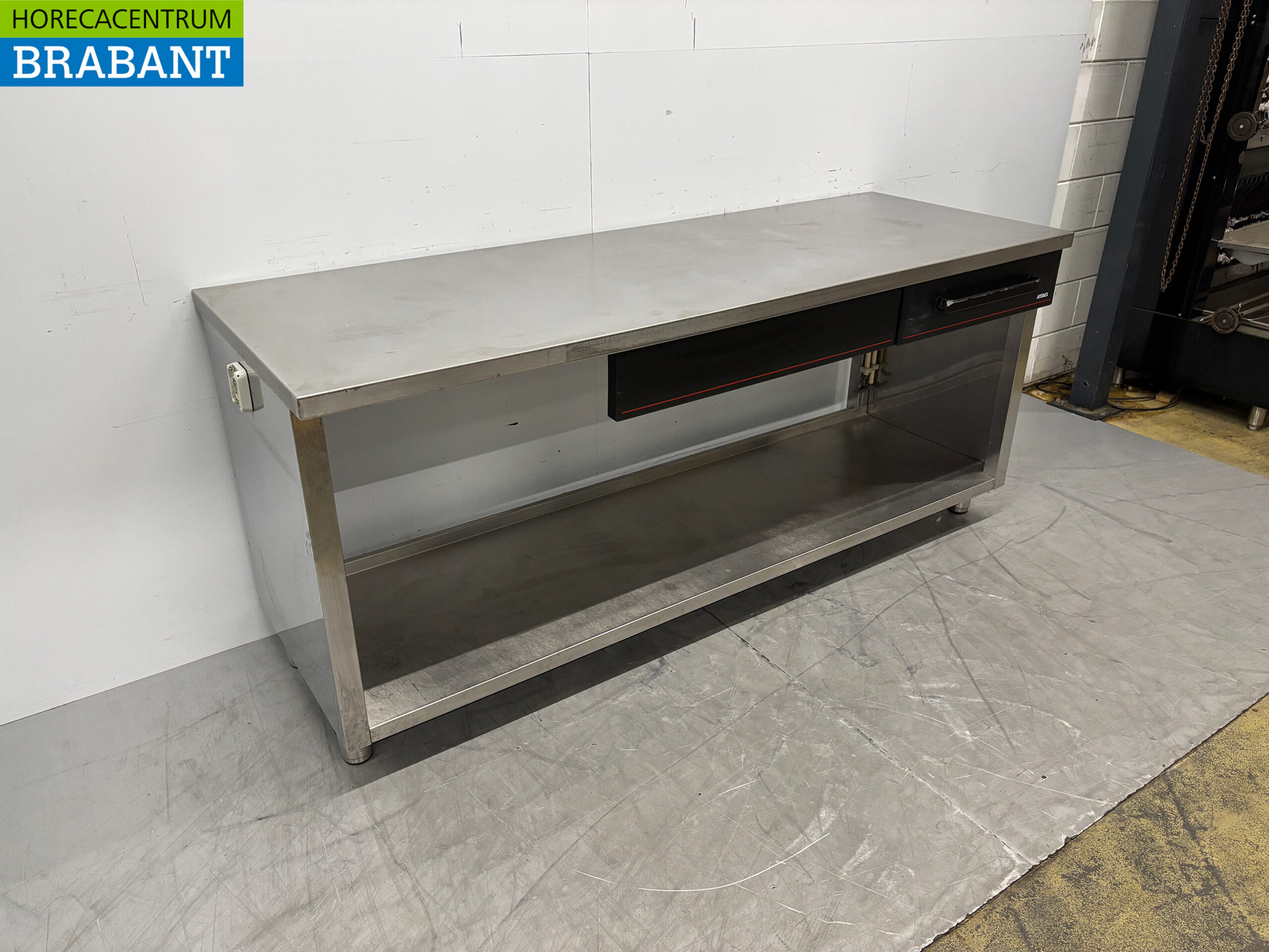 RVS Werktafel met onderschap en 2 laden 200 x 70 x 88 cm Horeca - Afbeelding 3