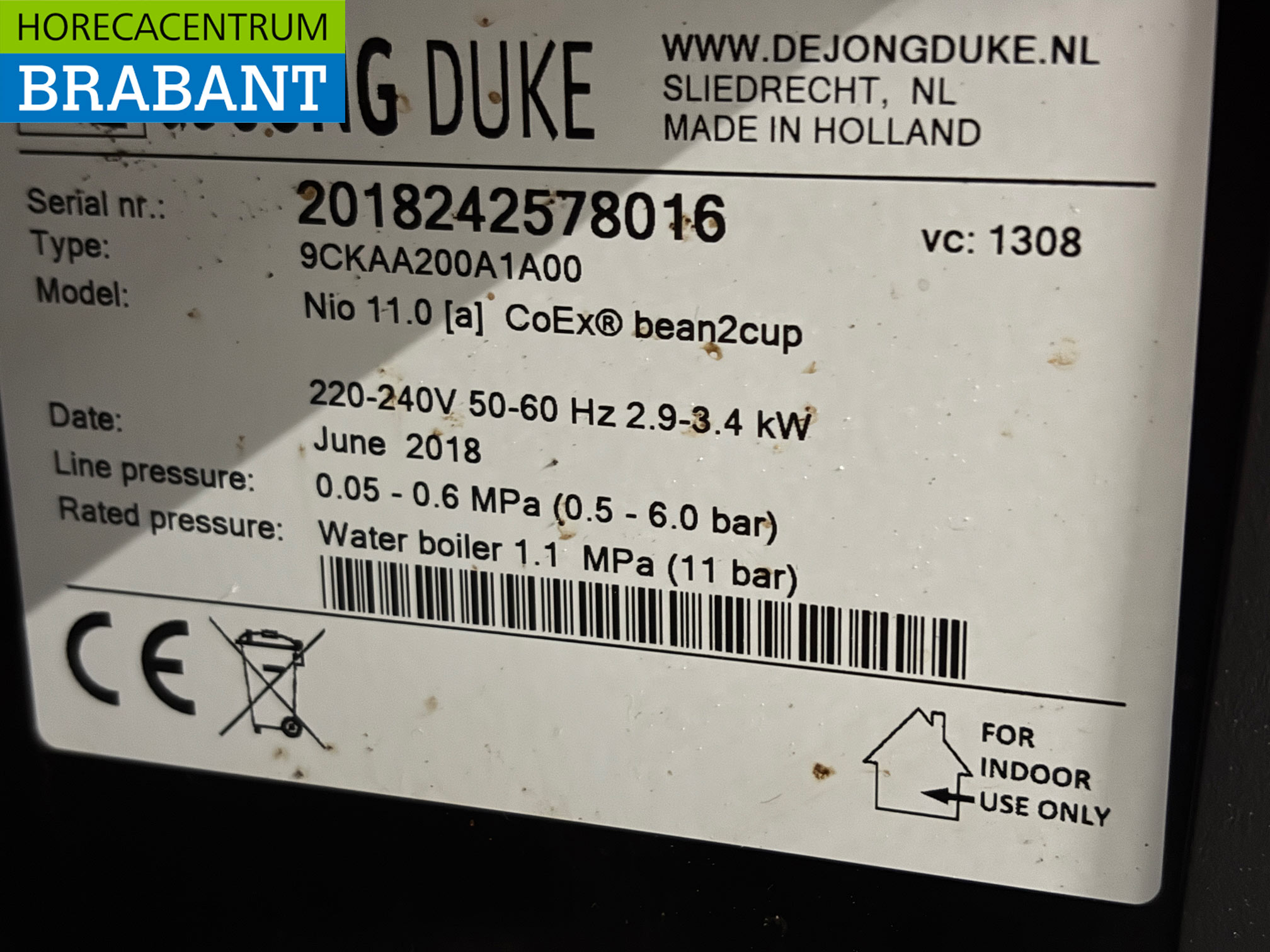 De Jong Duke Nio Koffiemachine Koffieautomaat verse bonen 230V Horeca - Afbeelding 6